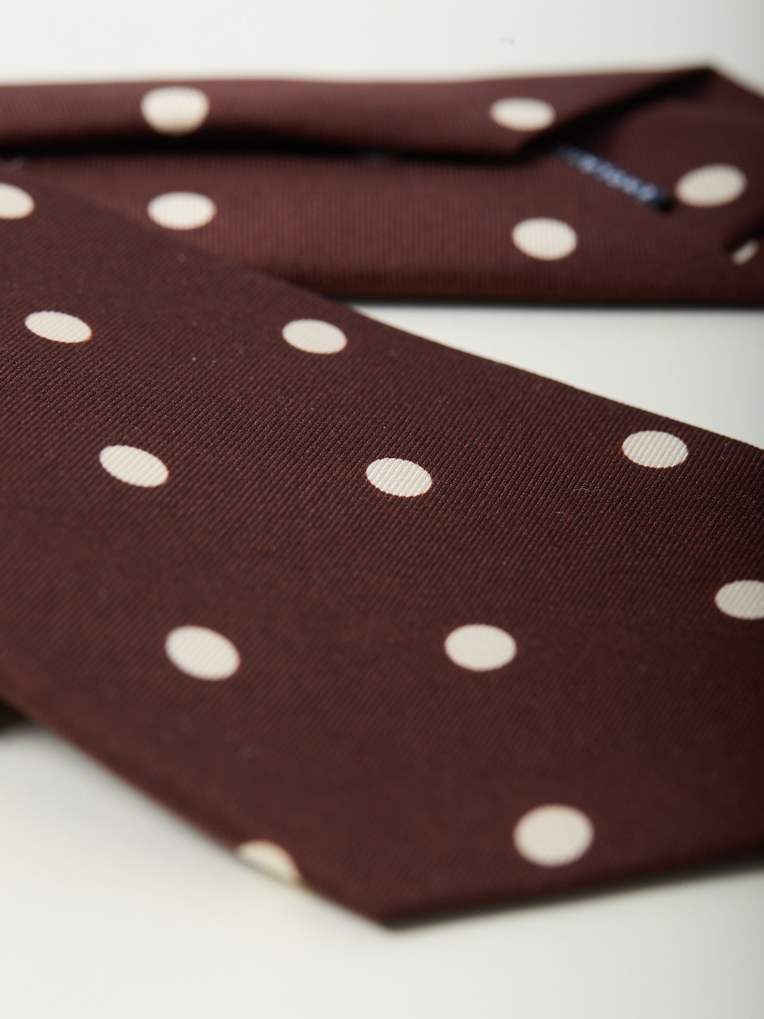 Polka Dot Pattern Silk Tie Brown