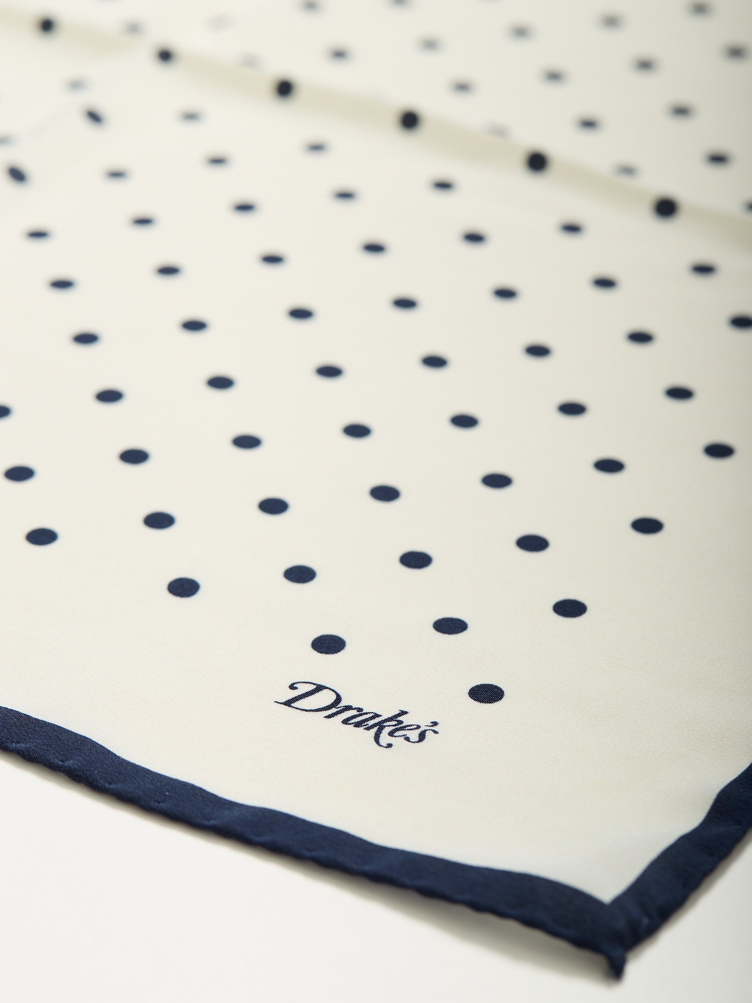 Polka Dot Print Pocket Square Ecru