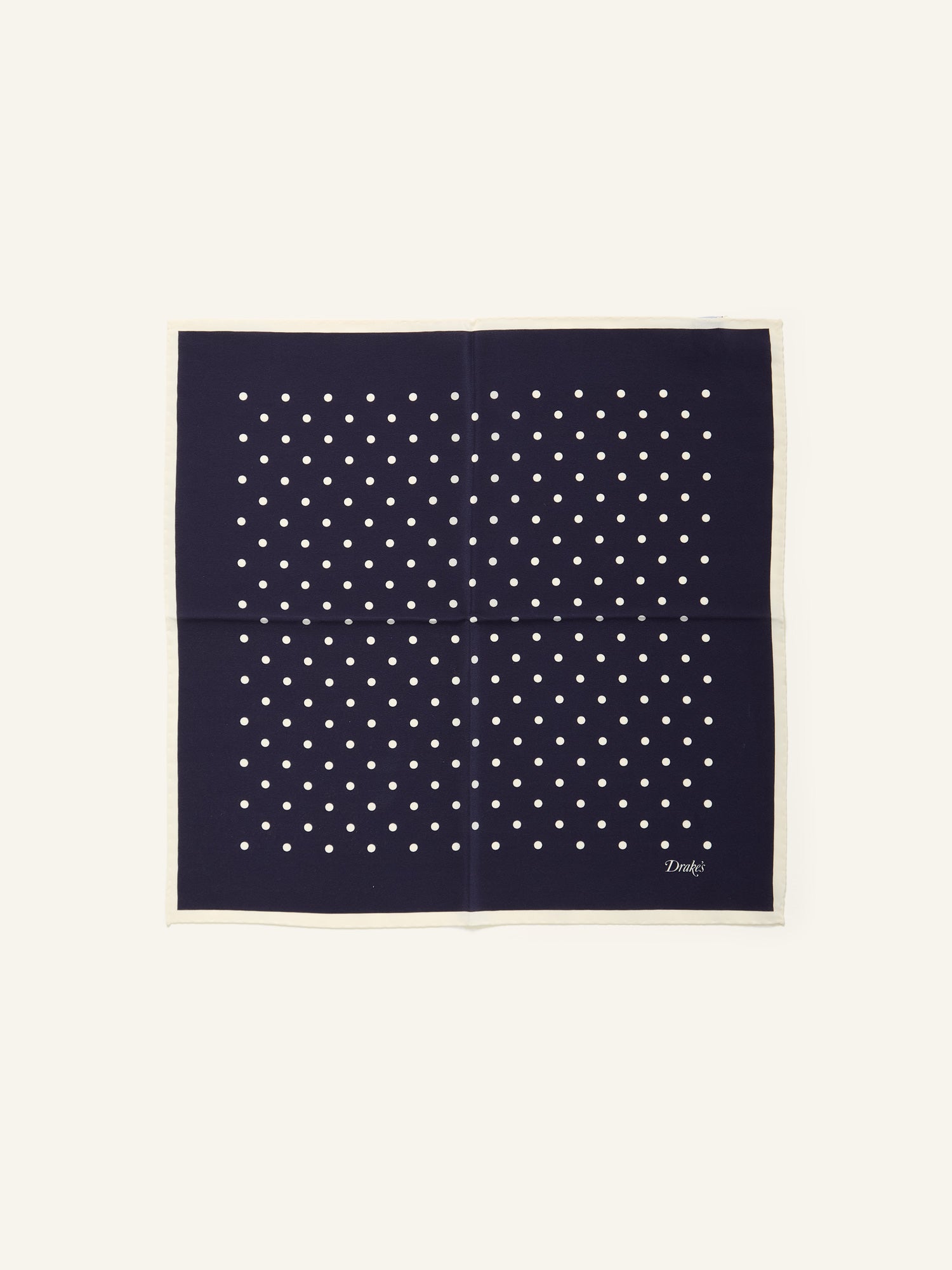 Polka Dot Print Pocket Square Navy