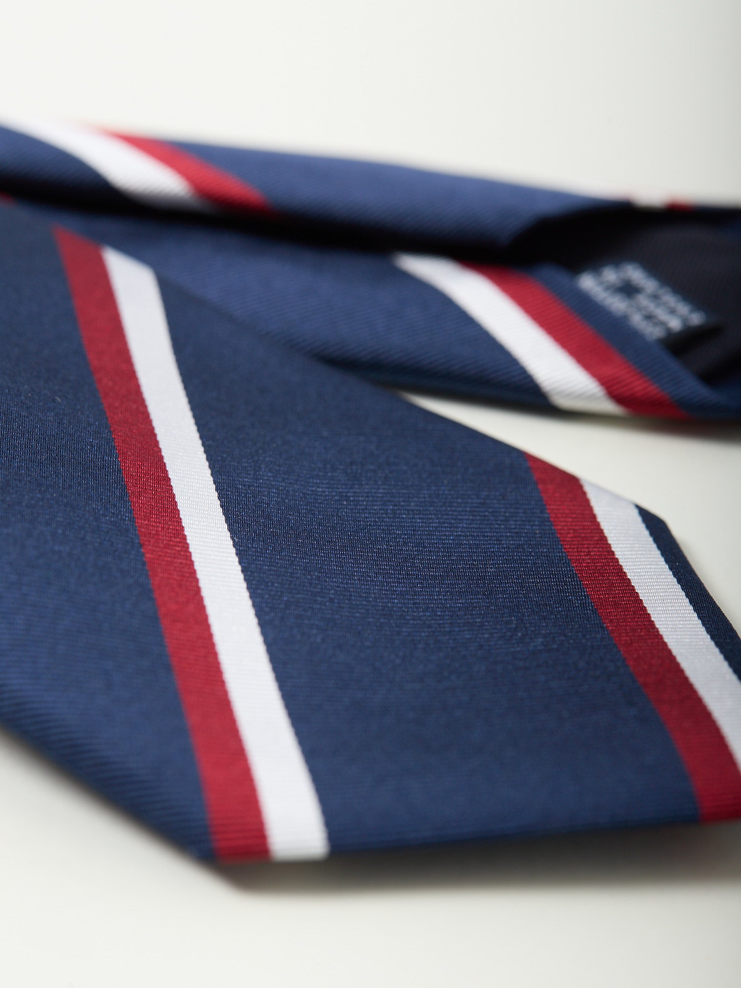 Double Stripe Mogador Silk Tie Navy, Red & White