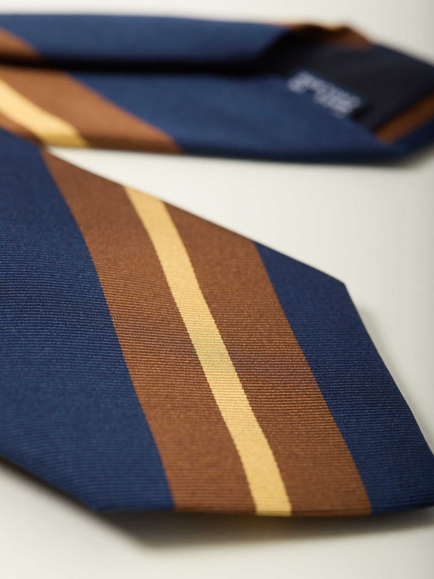 Sandwich Stripe Mogador Tie Navy & Tan