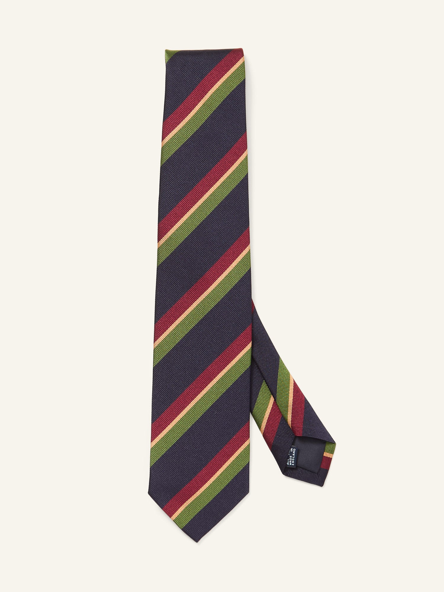 Sandwich Stripe Repp Silk Tie Navy/Green/Red