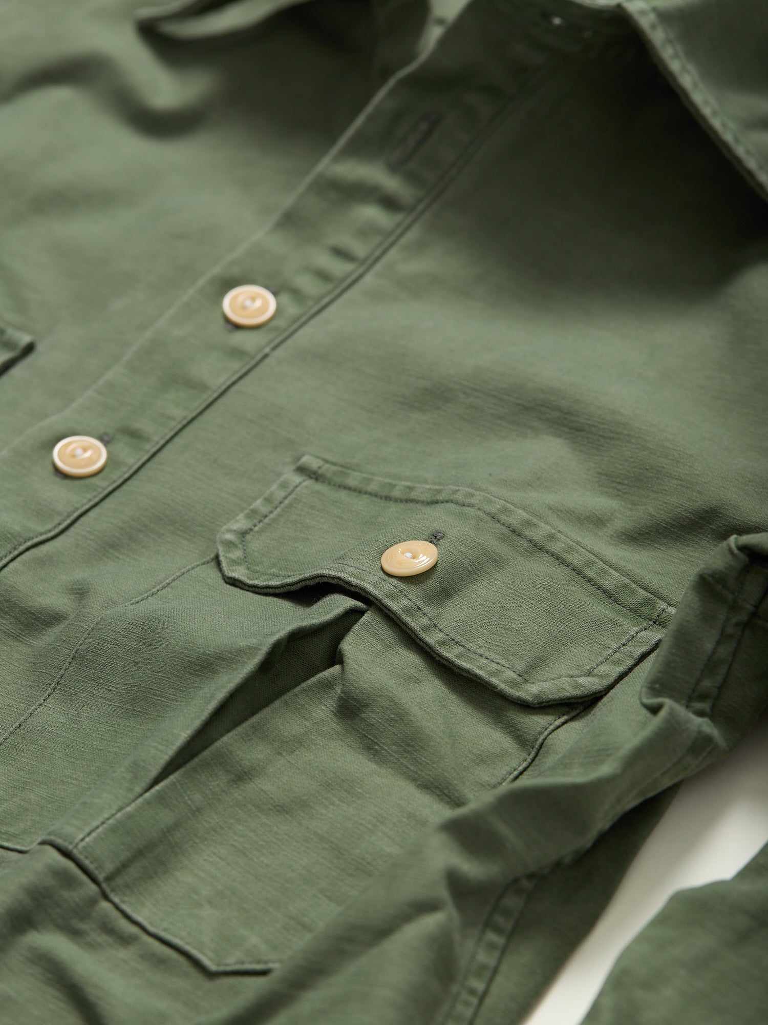 Satin Popover Work Shirt Military Green