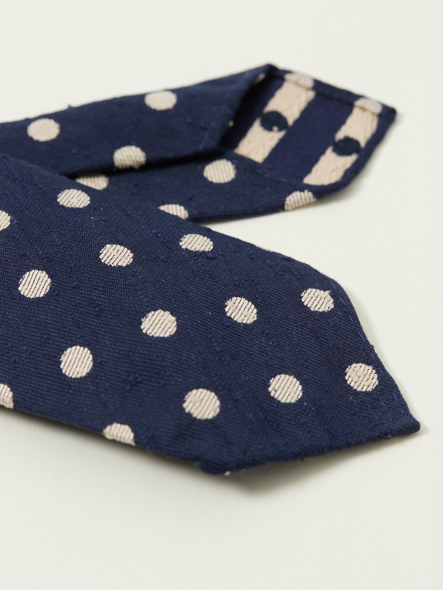 Shantung Spot Pattern Silk Tie Navy