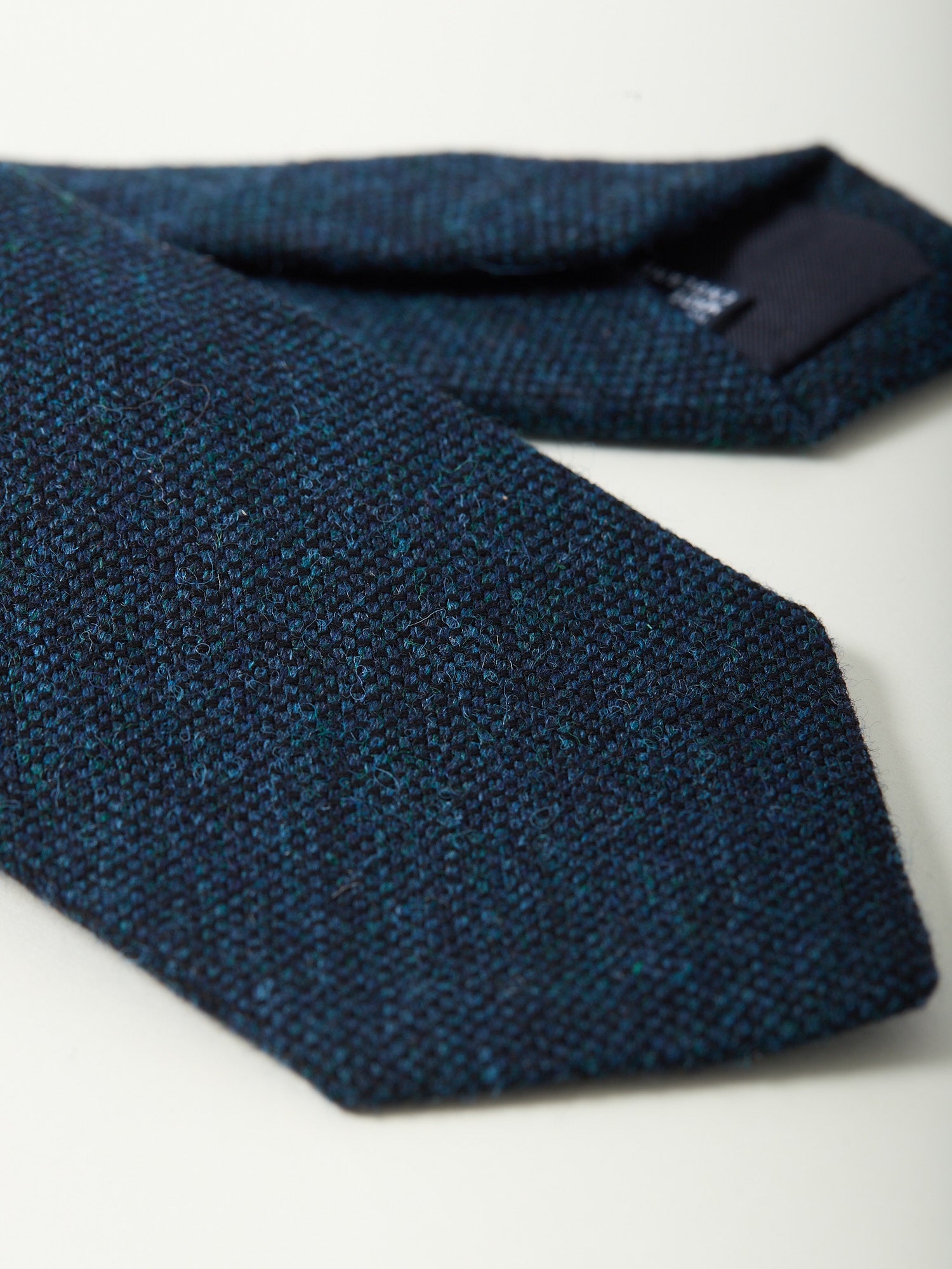 Plain Shetland Wool Tie Dark Blue