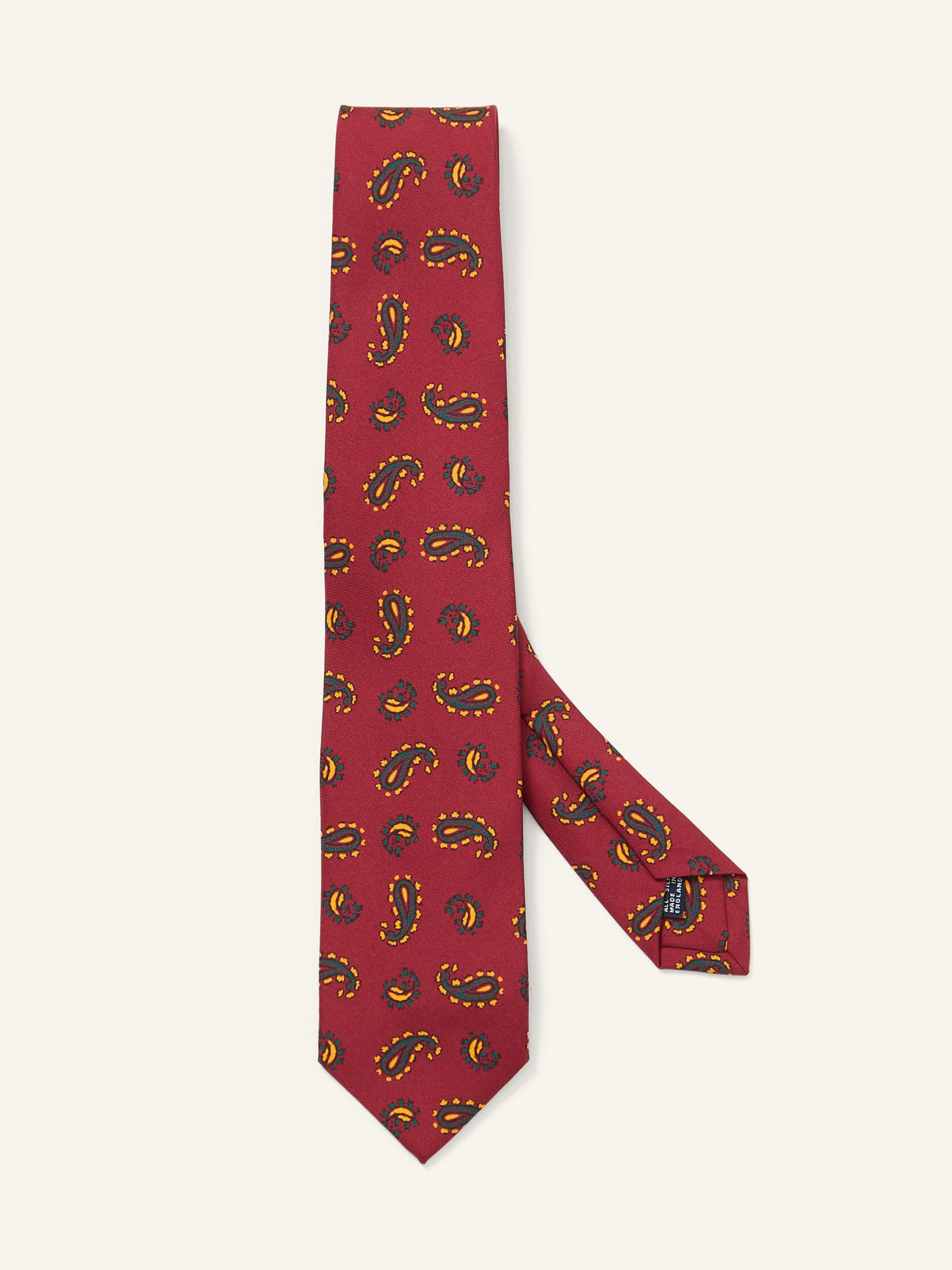 Random Paisley Print Silk Tie Red