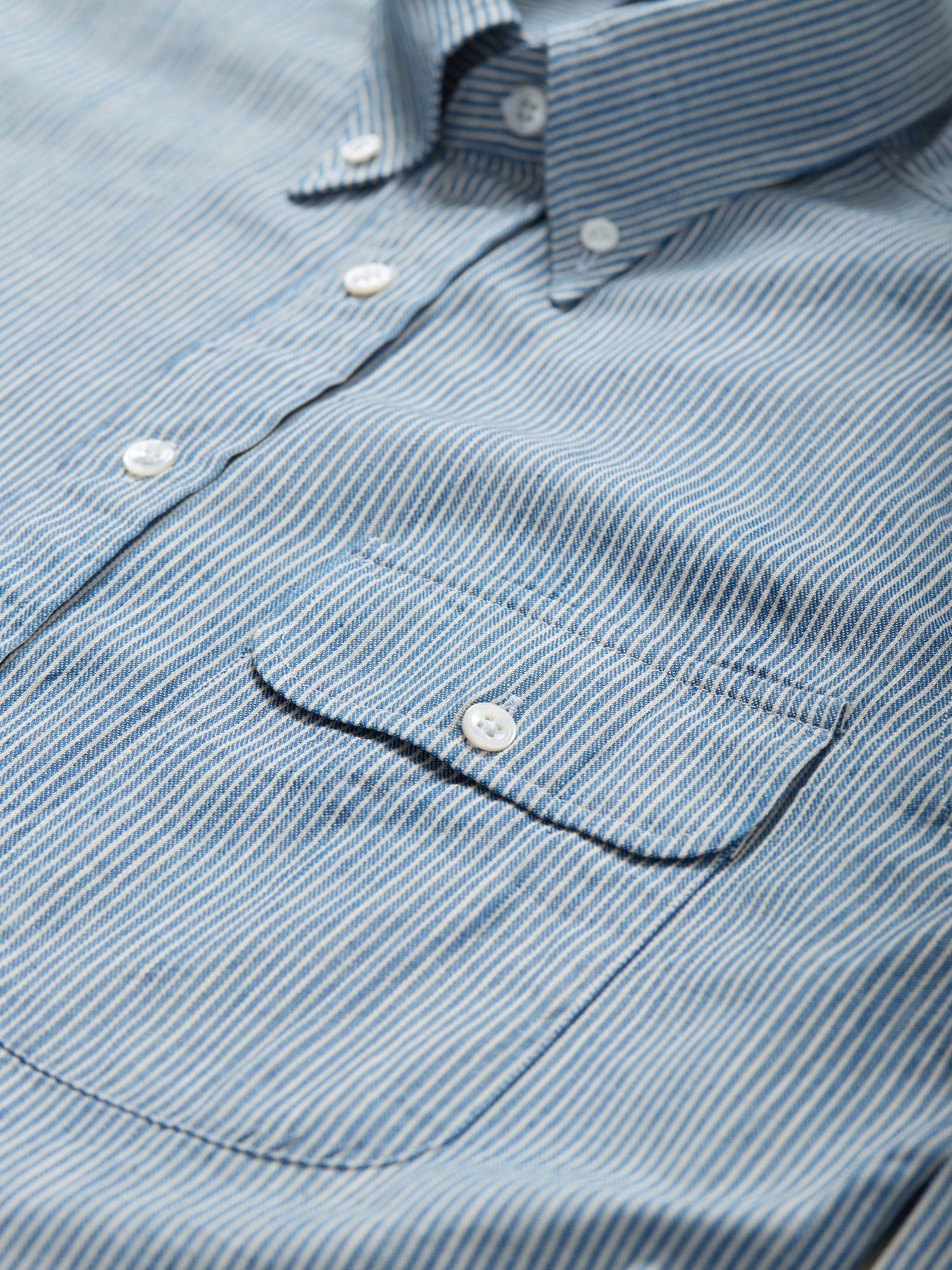 Striped Denim Work Shirt Blue