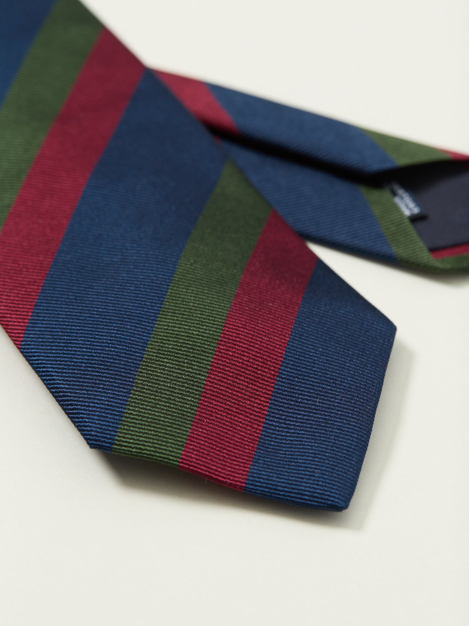 Thick Repp Stripe Silk Tie Blue, Red & Green