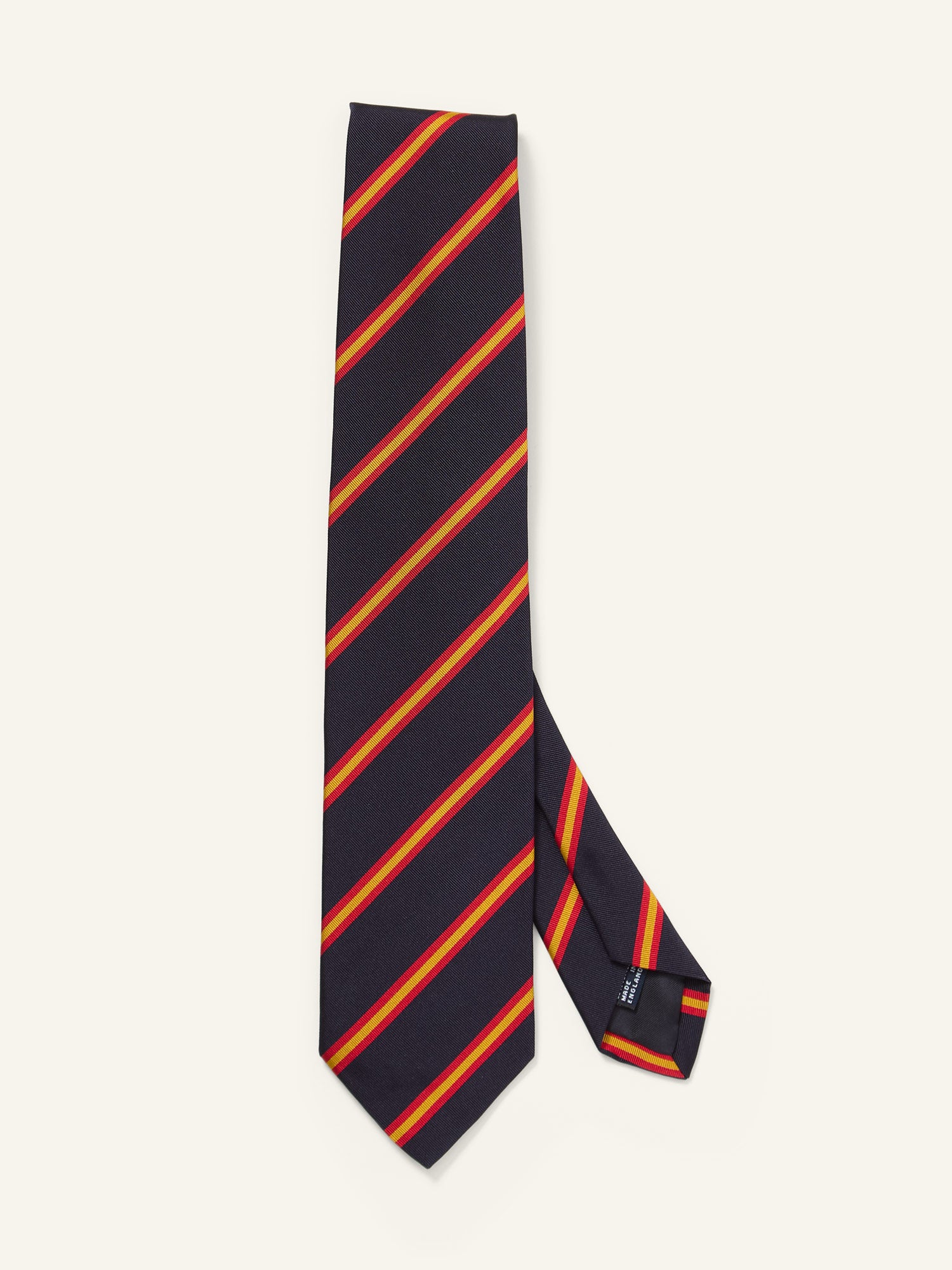 Bar Stripe Mogador Tie Navy, Red & Gold
