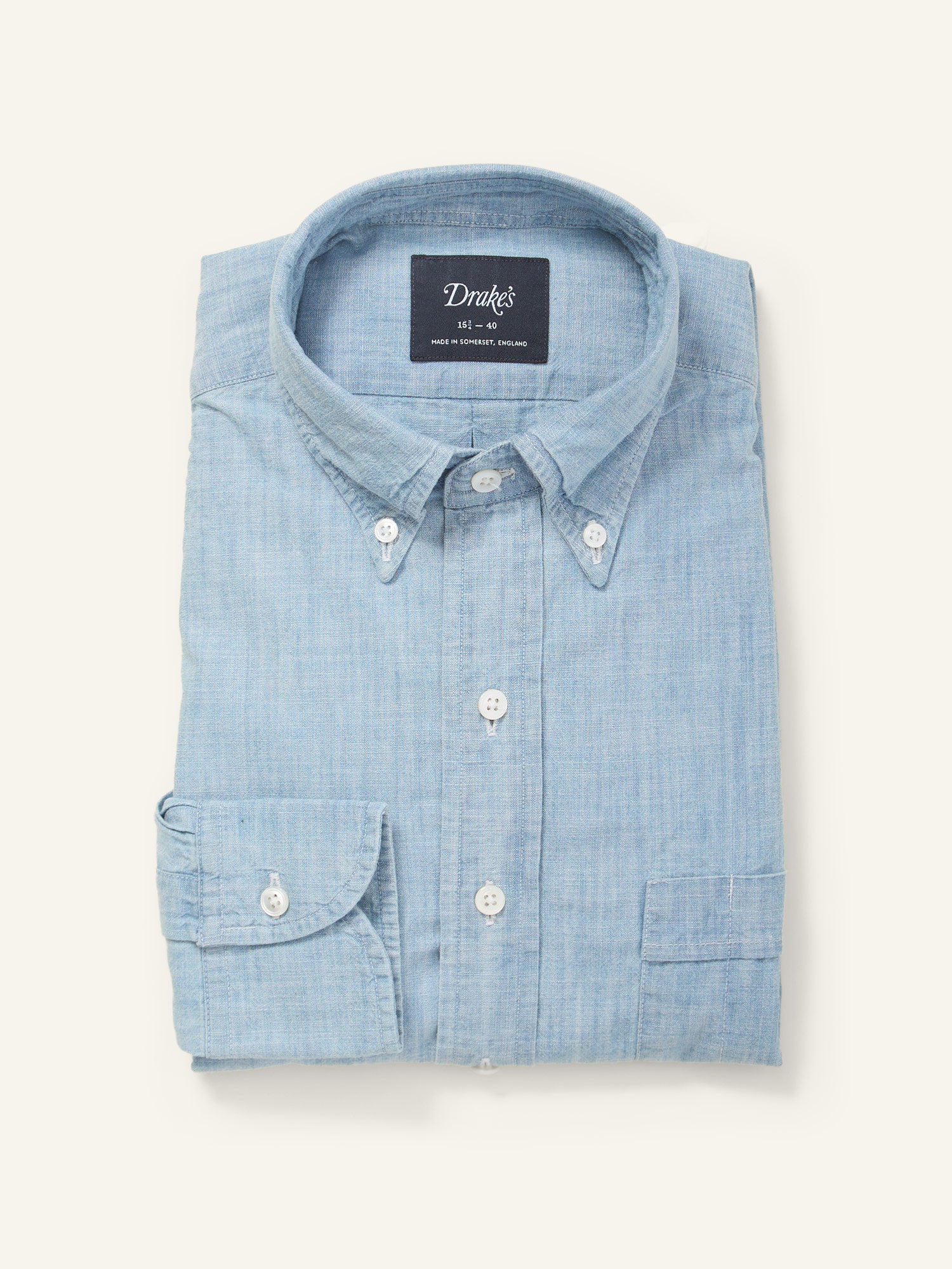 Chambray Button Down Shirt Bleach Blue