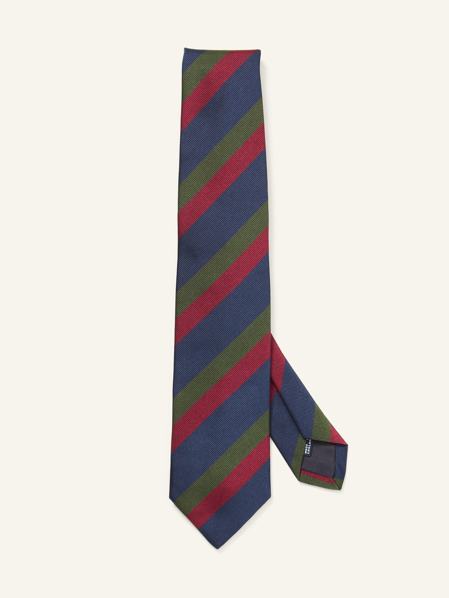 Thick Stripe Repp Silk Tie Blue, Red & Green
