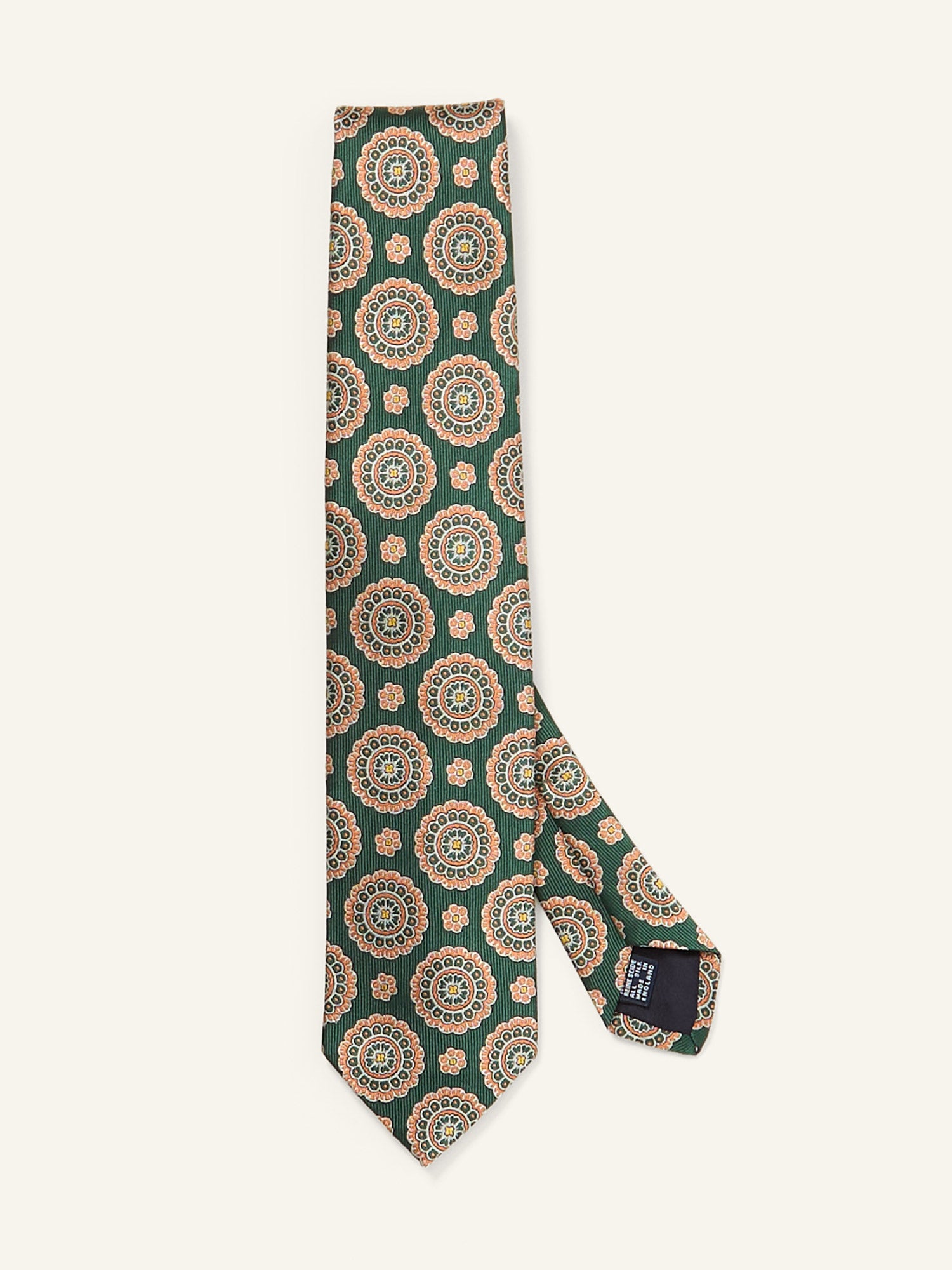 Mendala Motif Silk Tie Green