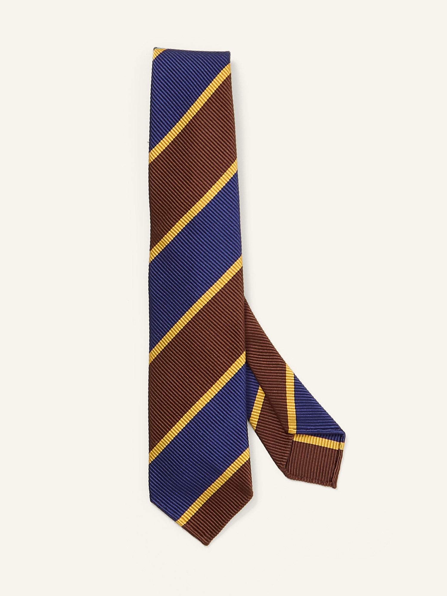 Striped Repp Silk Tie Blue/Brown/Gold