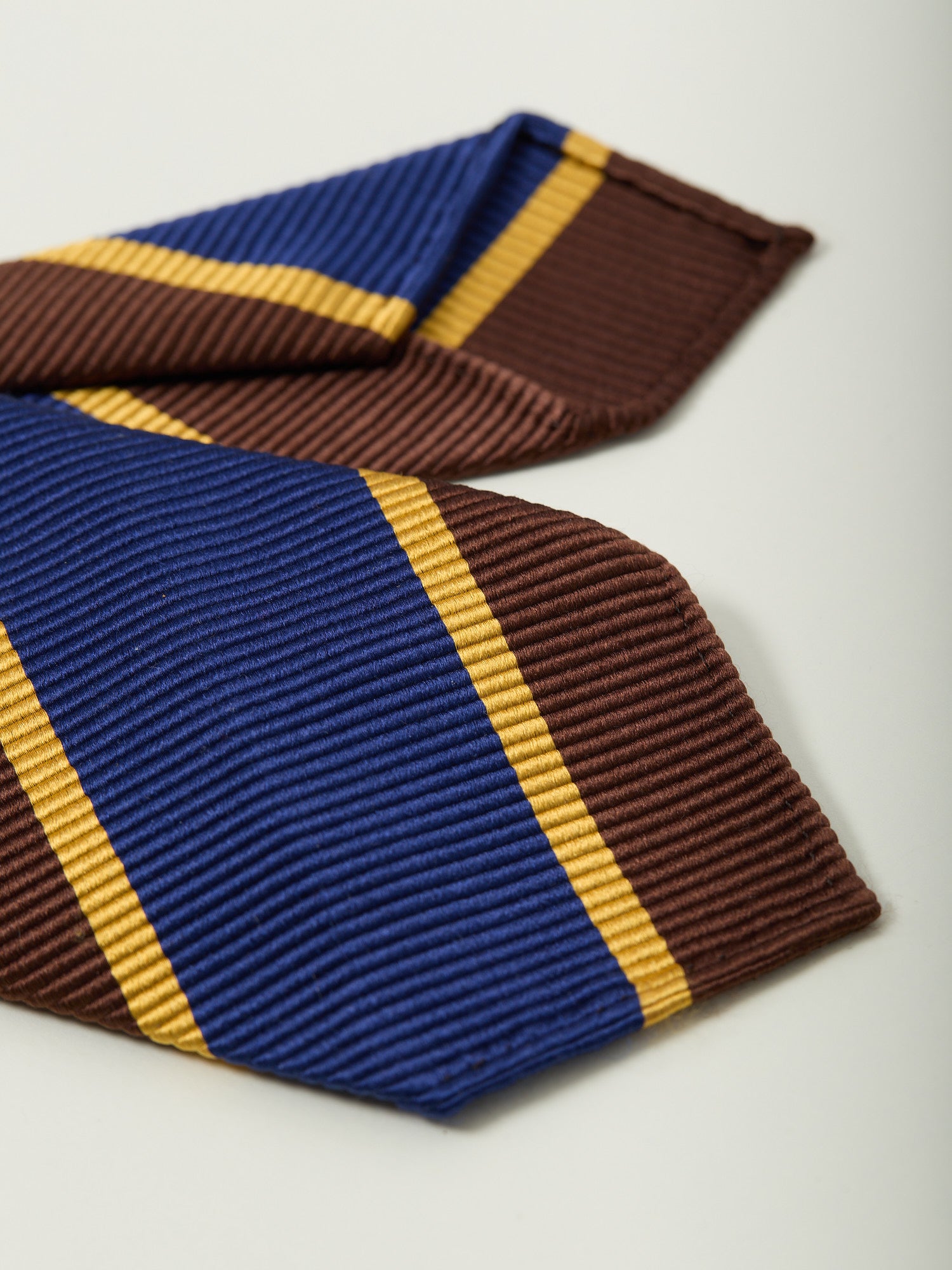 Striped Repp Silk Tie Blue/Brown/Gold
