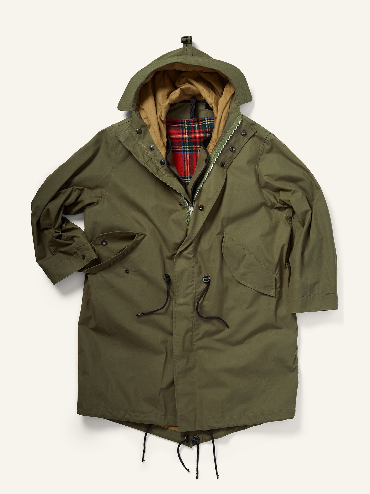 Tweed Collab Fishtail Parka Military Green
