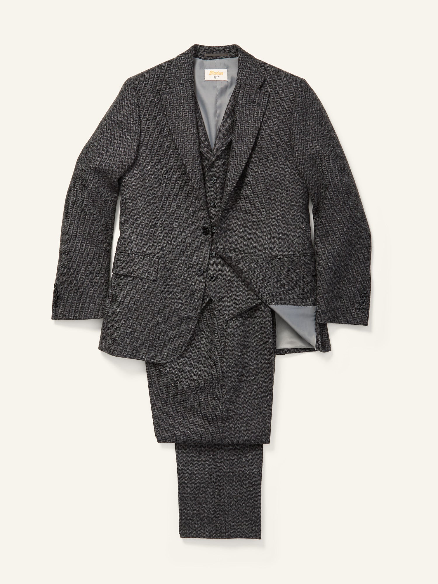 Gunton Herringbone Tweed Jacket Charcoal