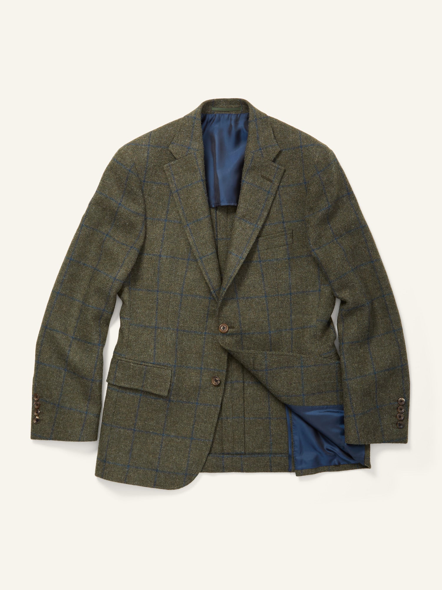 Gunton Shetland Tweed Jacket Green Windowpane