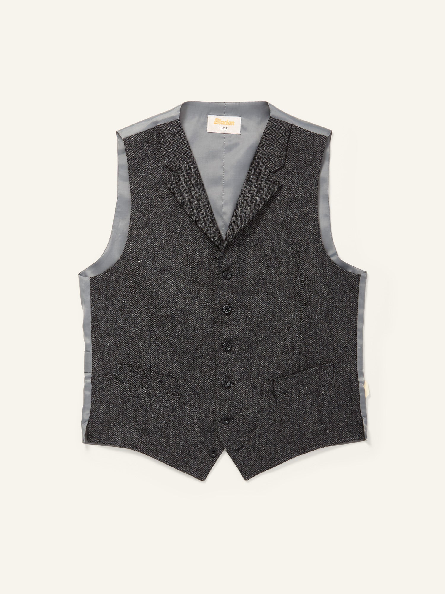 Lynford Herringbone Tweed Waistcoat Charcoal