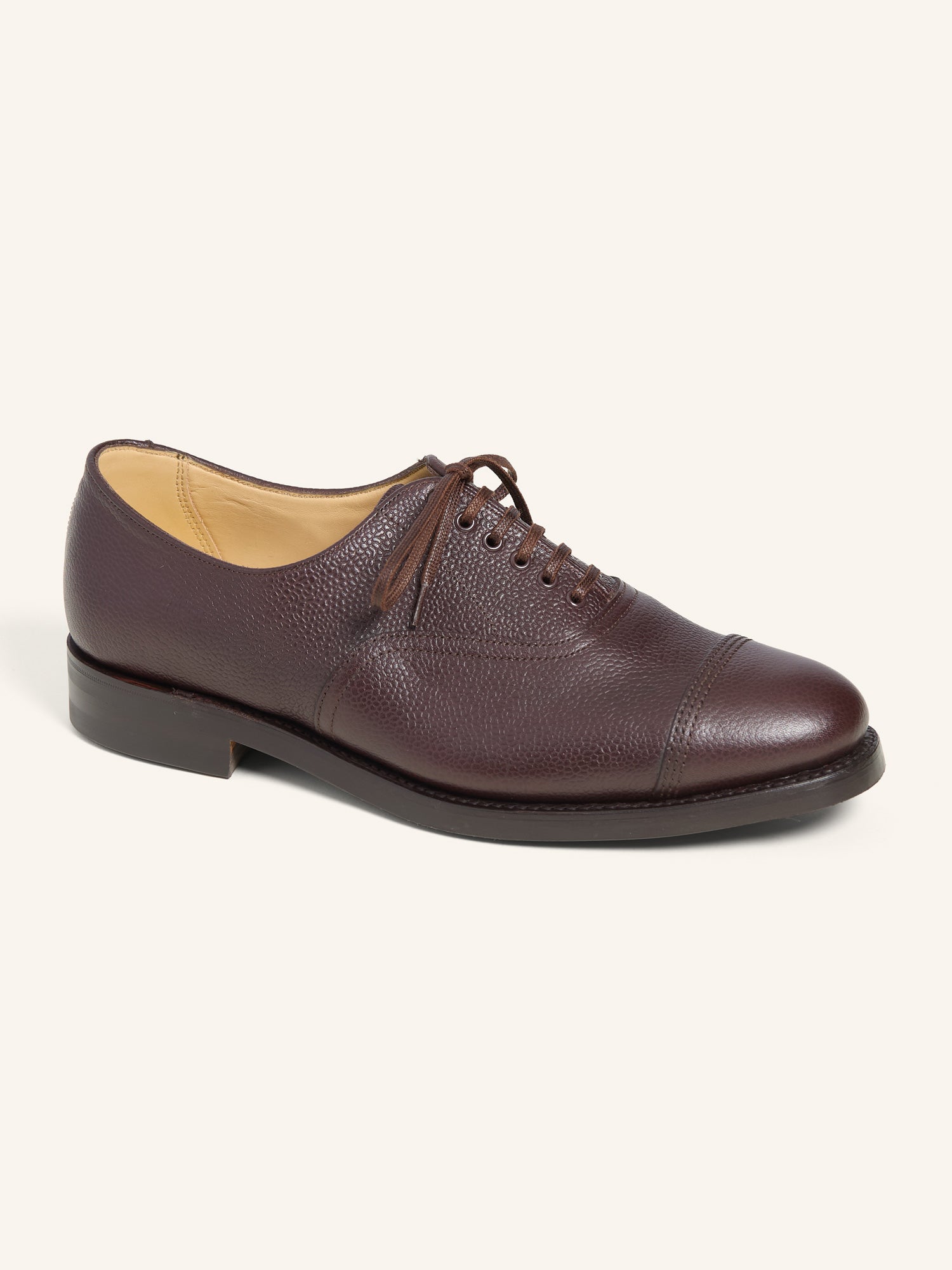 Military Toe Cap Oxford Shoes Chocolate Grain