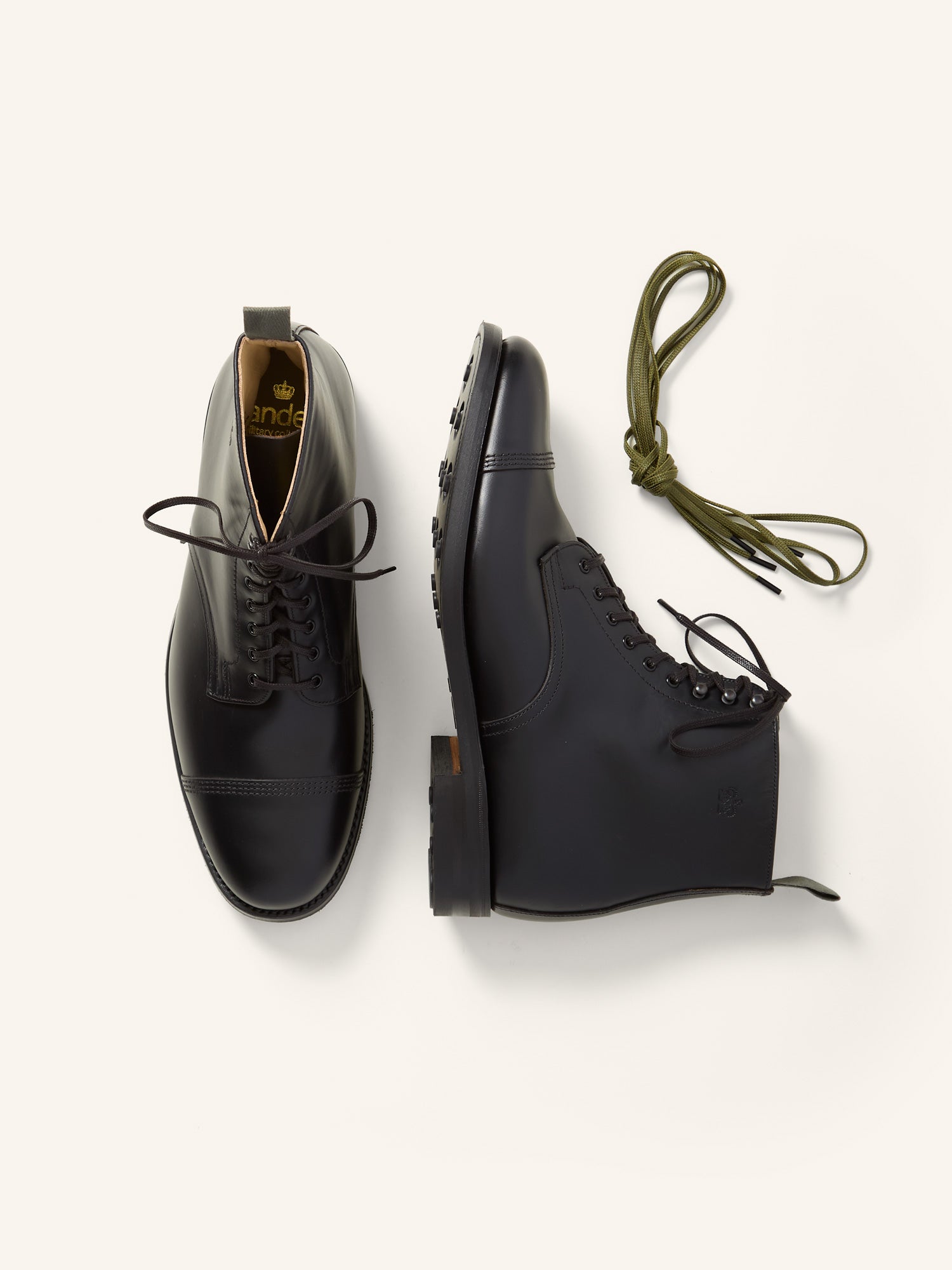 Military Toe Cap Derby Boots Black Pull Up
