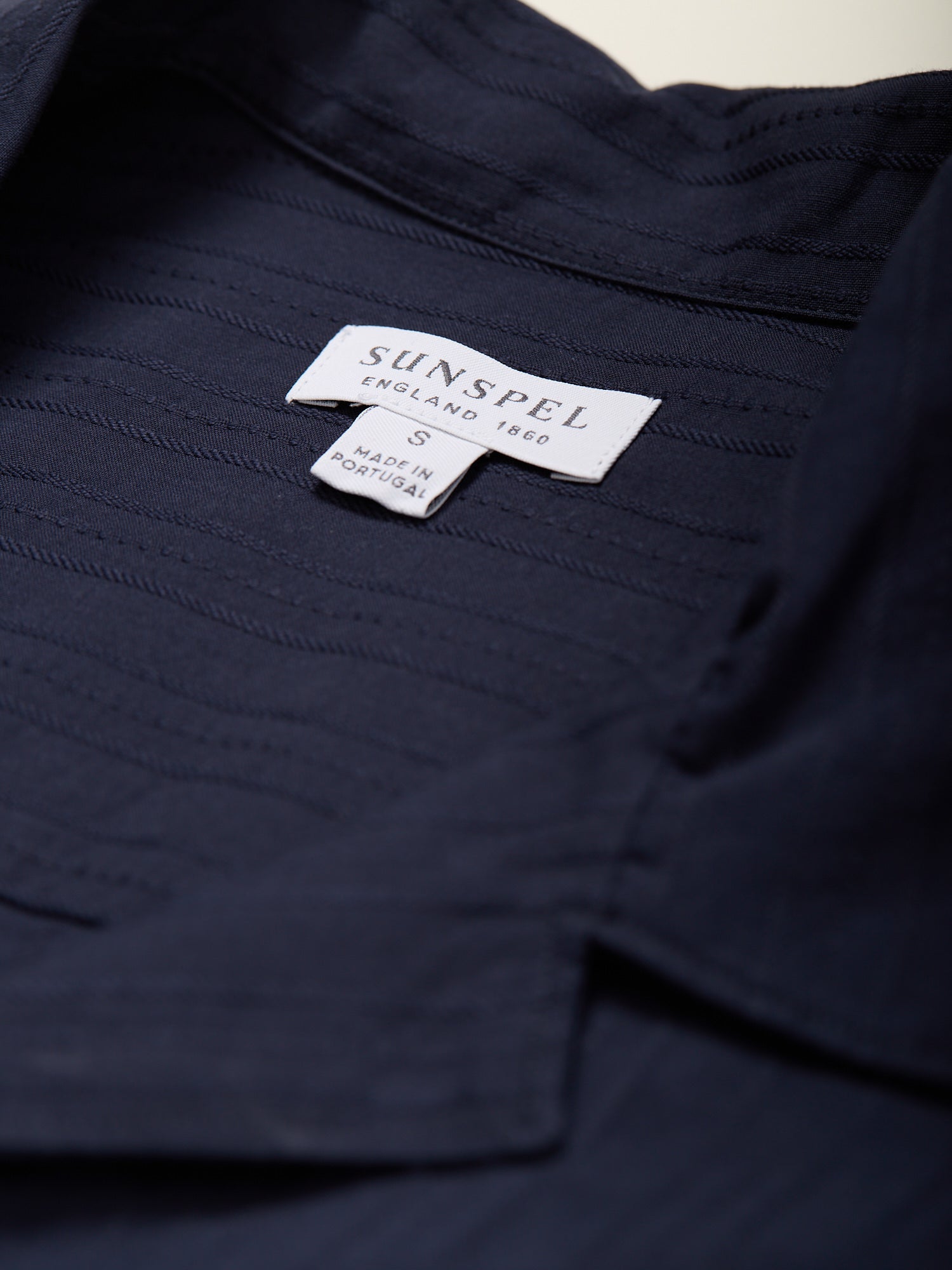 Dobby Stripe Camp Collar Shirt Navy