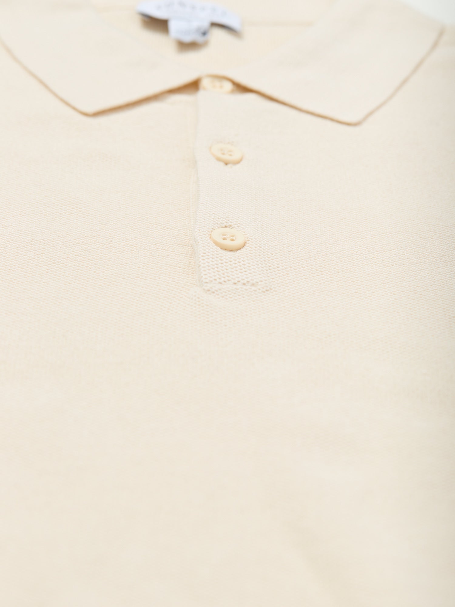 Fine Texture Knit Polo Shirt Ecru