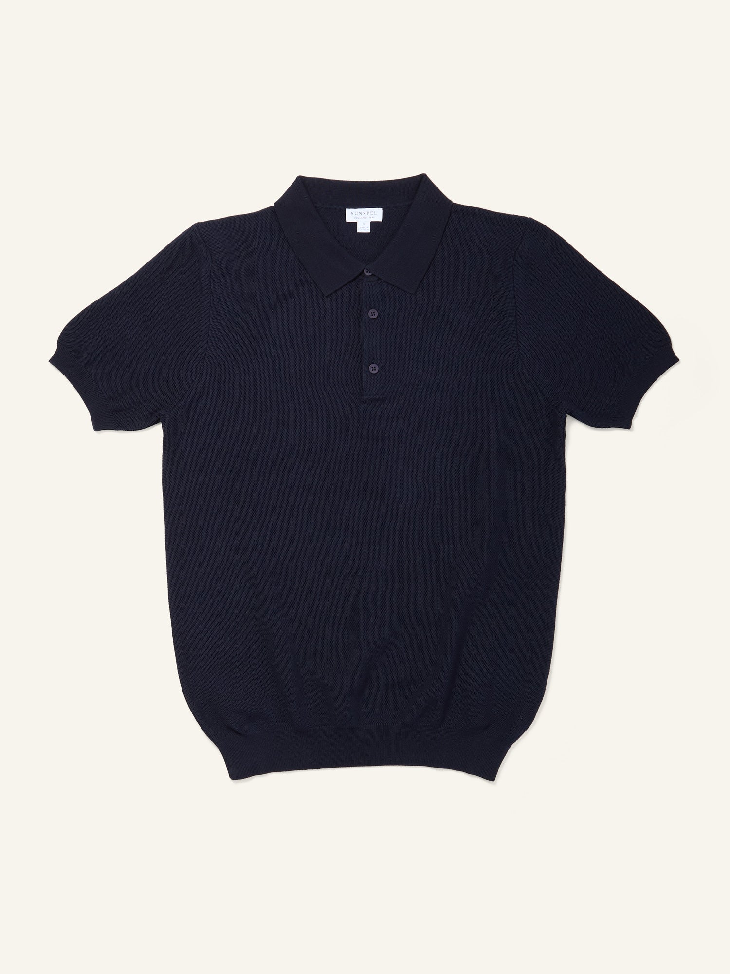 Fine Texture Knit Polo Shirt Navy