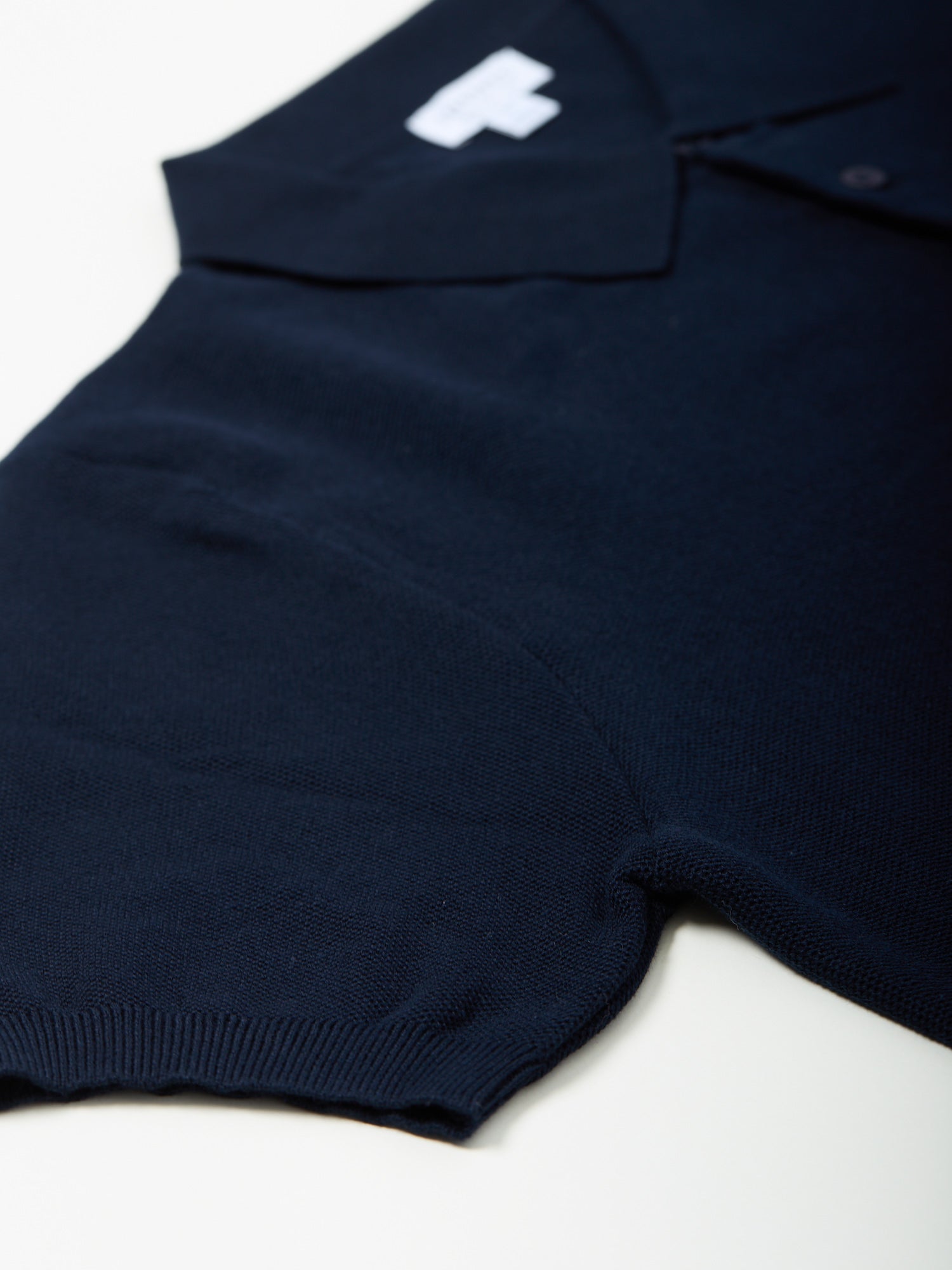 Fine Texture Knit Polo Shirt Navy
