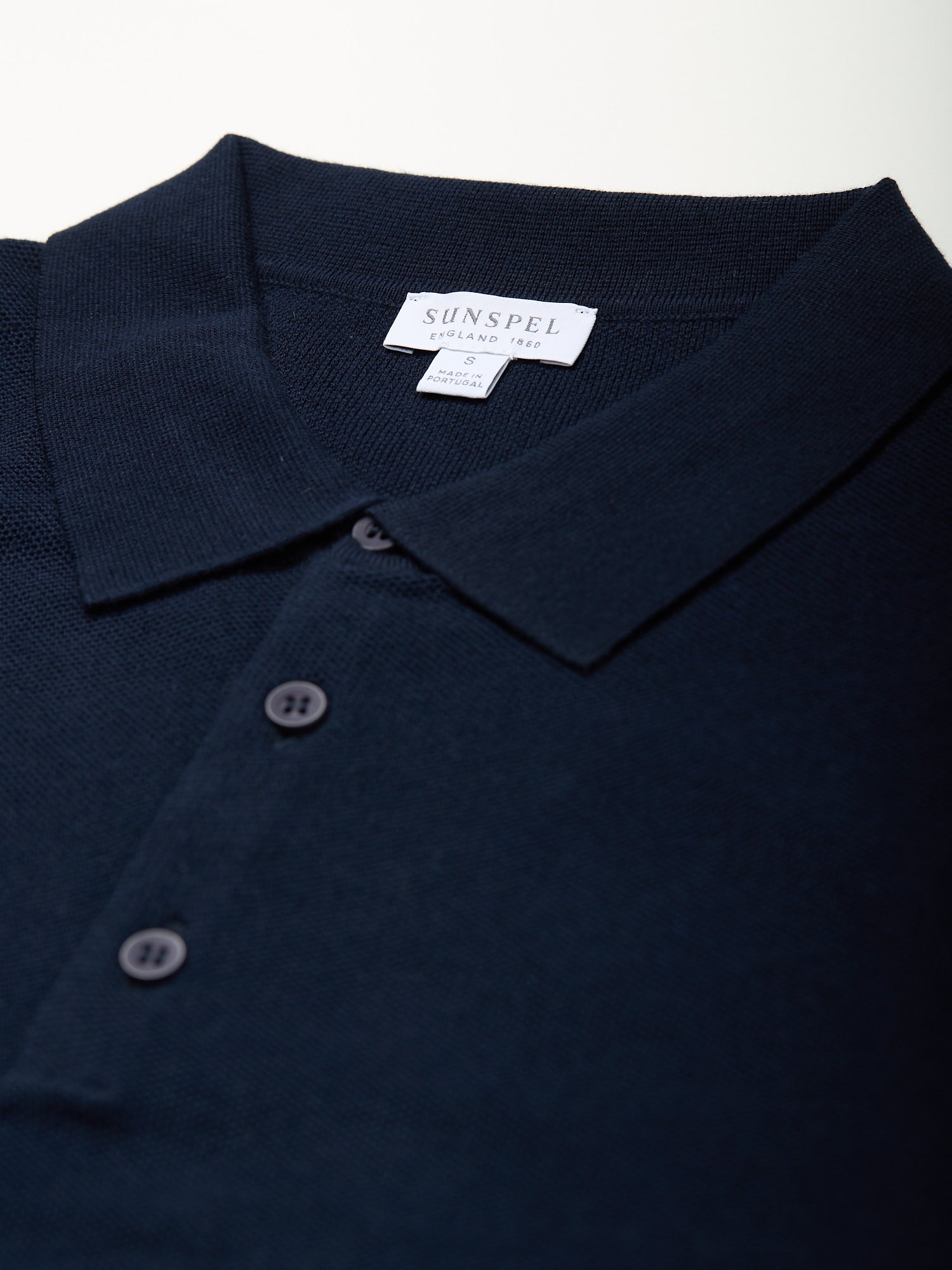 Fine Texture Knit Polo Shirt Navy