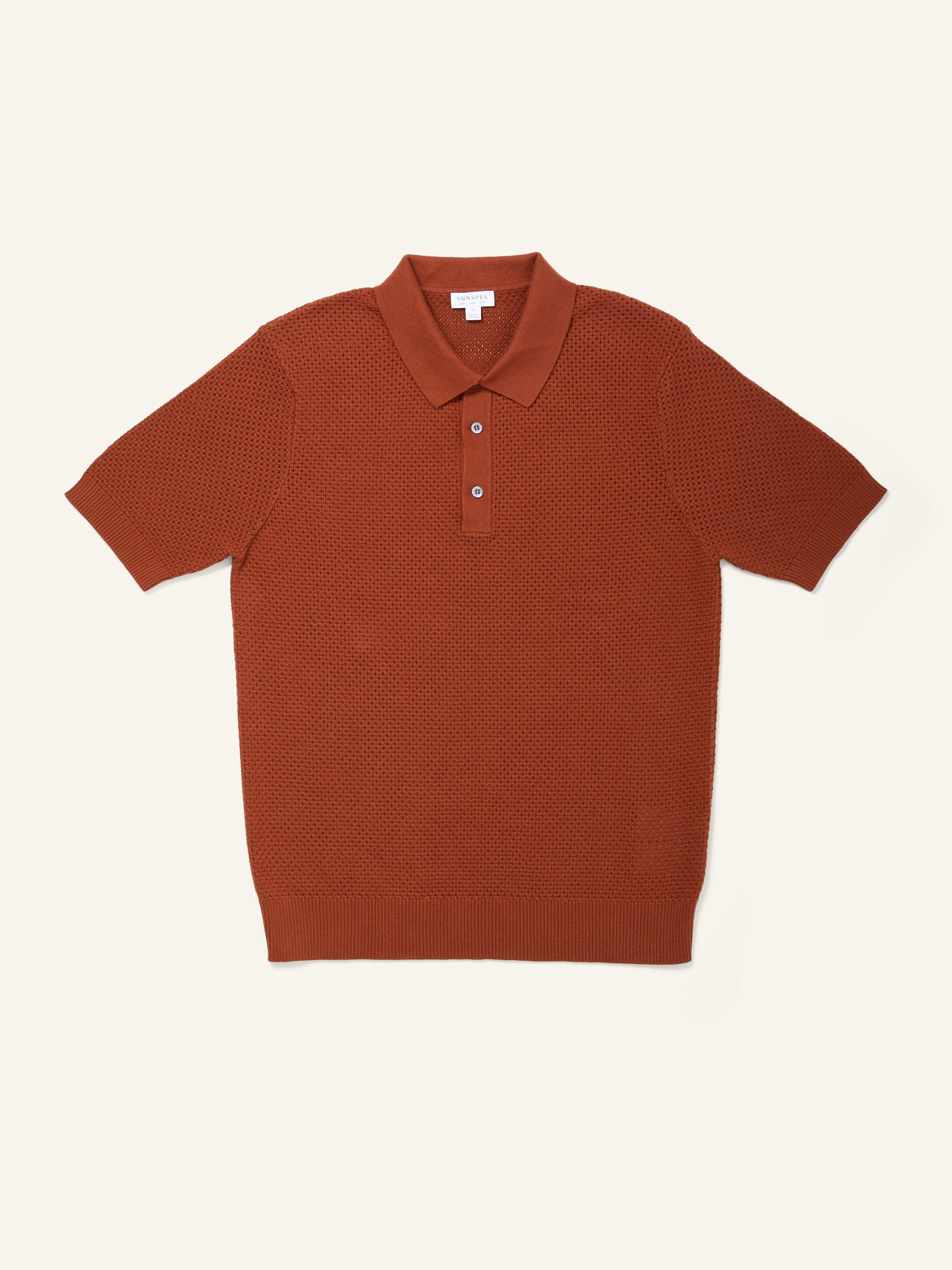 Knitted Cotton Mesh Polo Rust