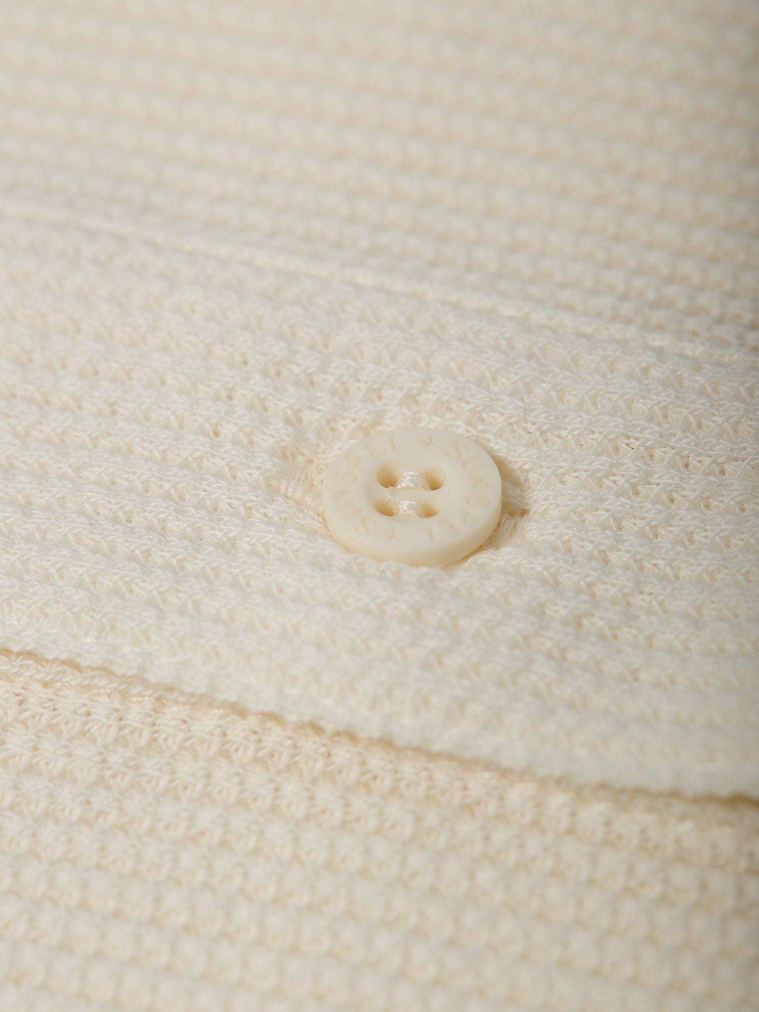 Long Sleeve Waffle Henley Shirt Ecru