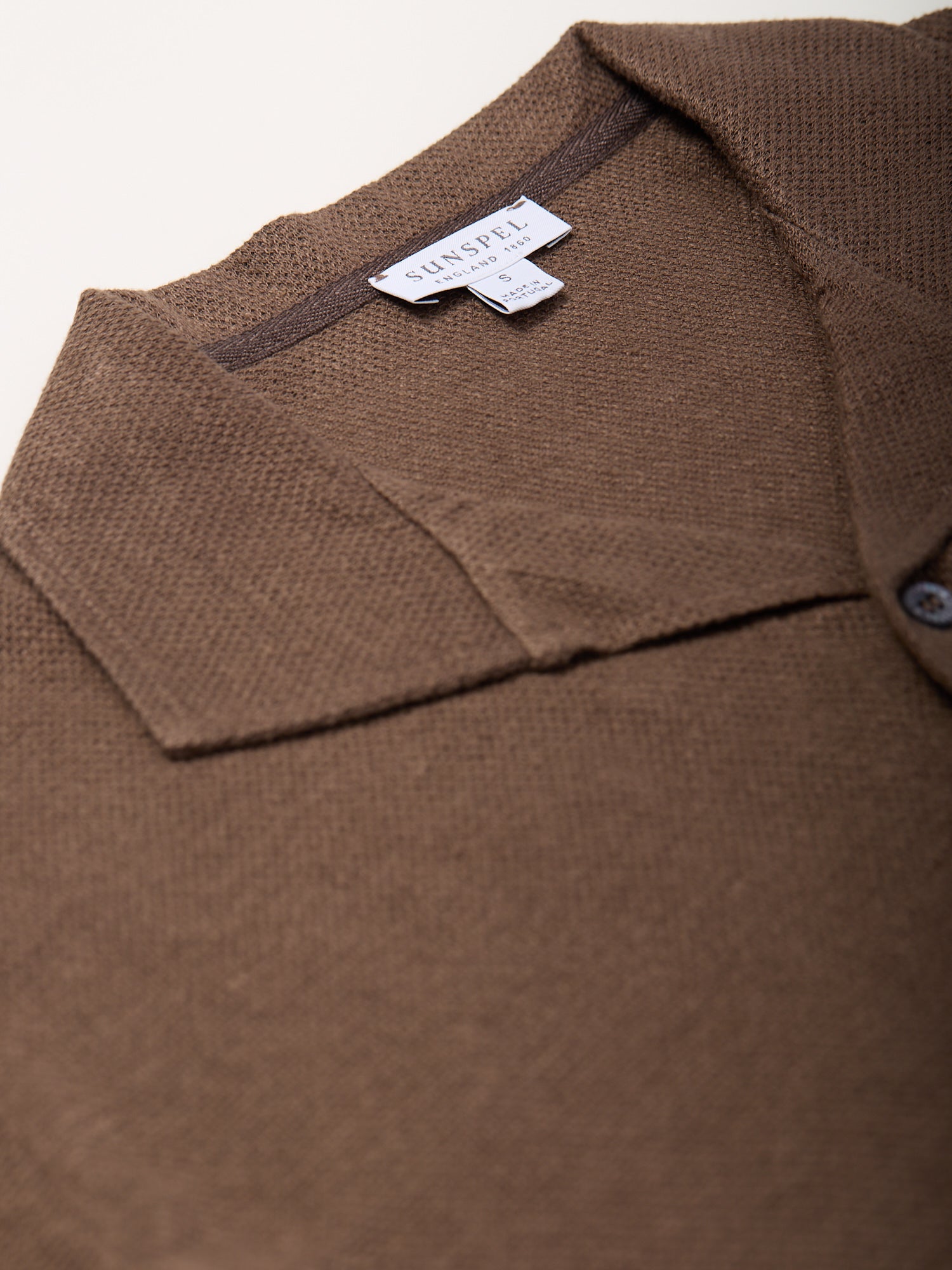 Linen Pique Polo Shirt Dark Walnut
