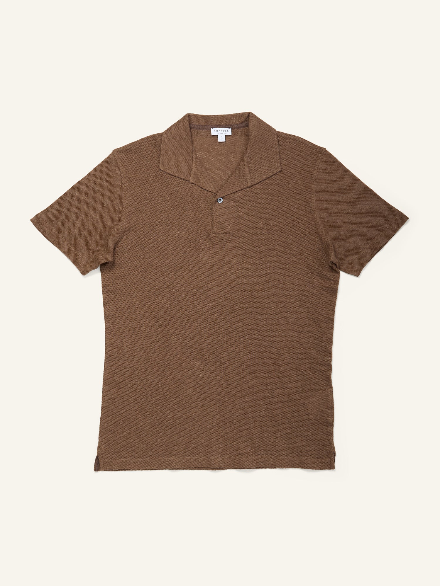 Linen Pique Polo Shirt Dark Walnut