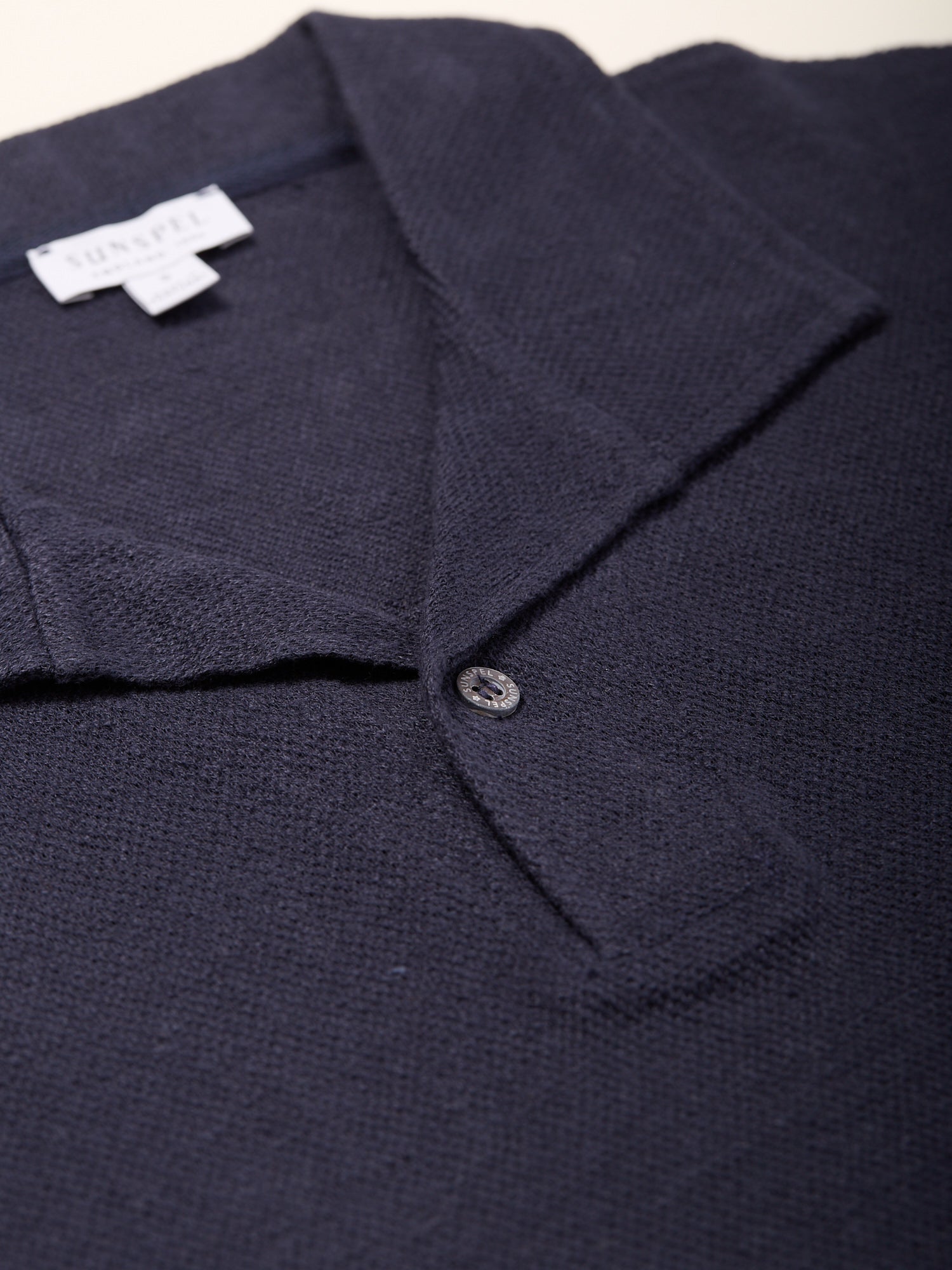 Linen Pique Polo Shirt Navy