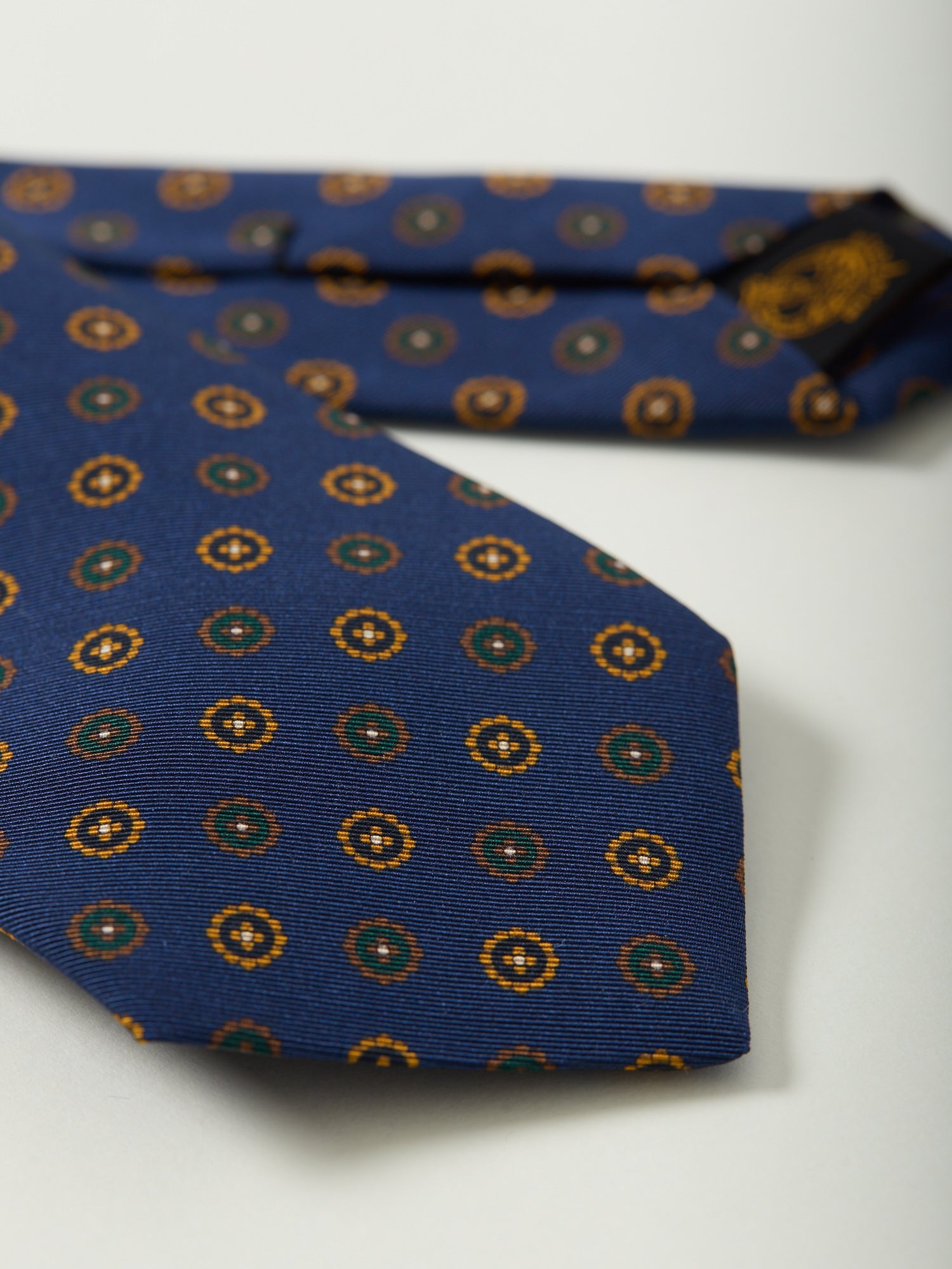Floral Print Royal Irish Poplin Tie Navy