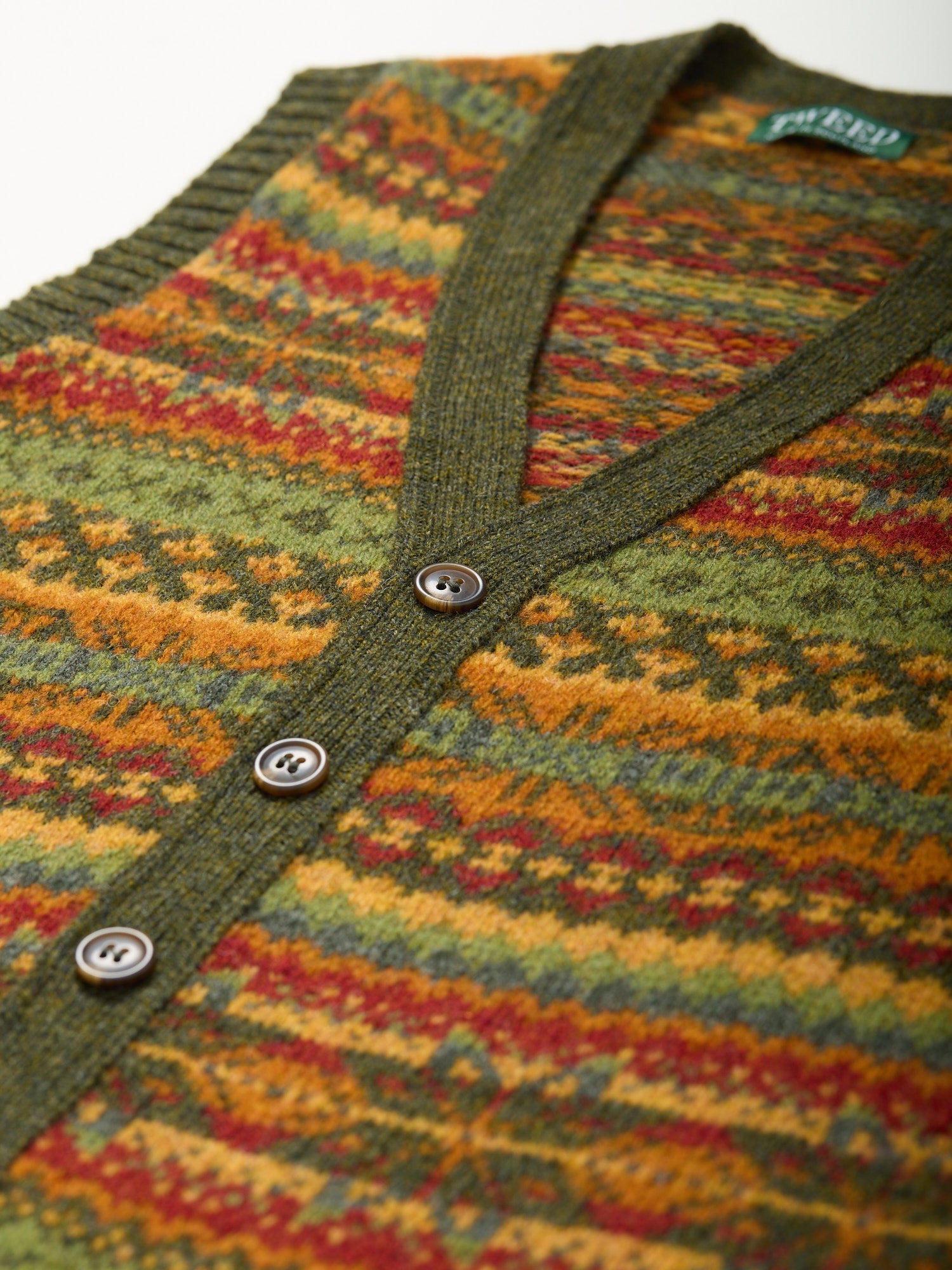 Fair Isle Shetland Sleeveless Cardigan Pine Shadow