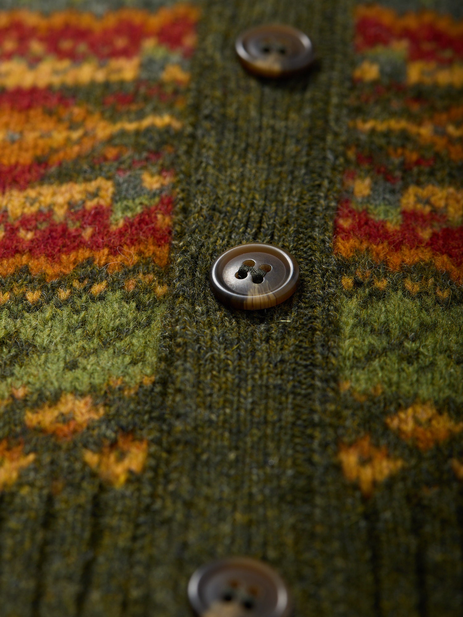 Fair Isle Shetland Sleeveless Cardigan Pine Shadow