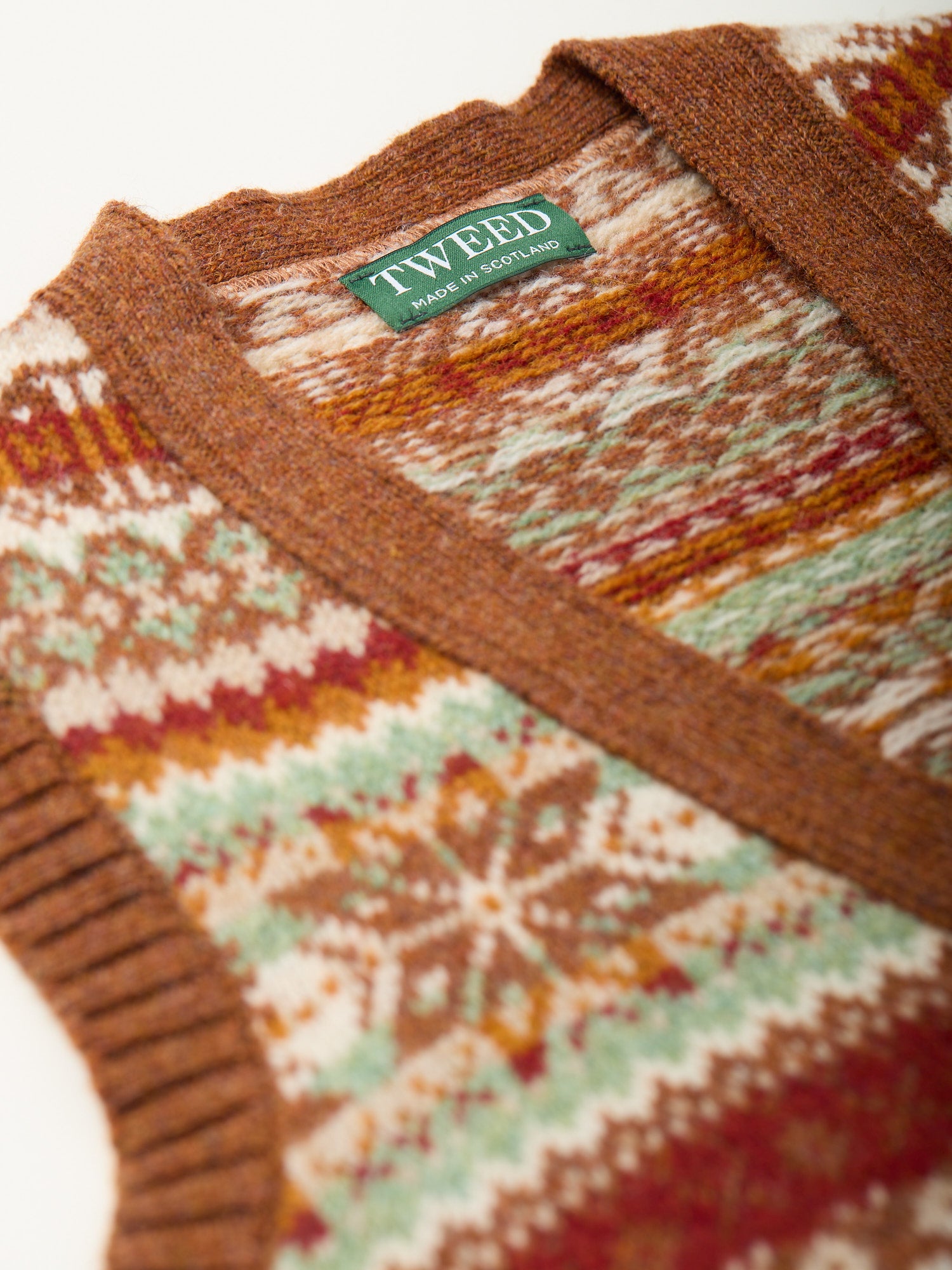Fair Isle Shetland Sleeveless Cardigan Sienna