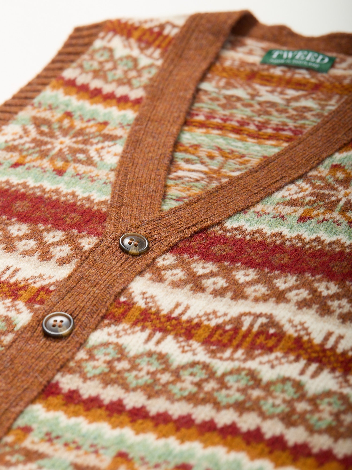 Fair Isle Shetland Sleeveless Cardigan Sienna