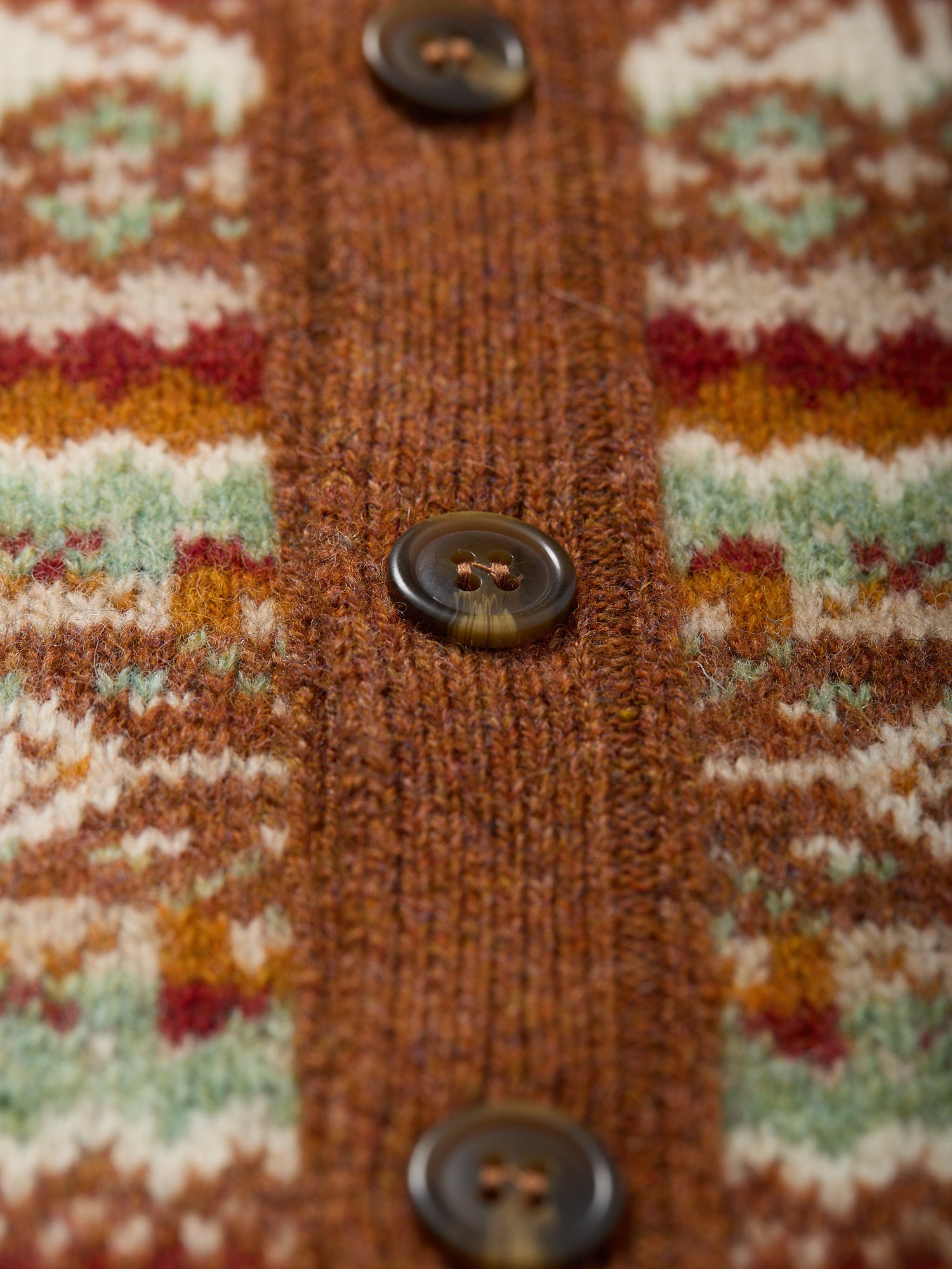 Fair Isle Shetland Sleeveless Cardigan Sienna