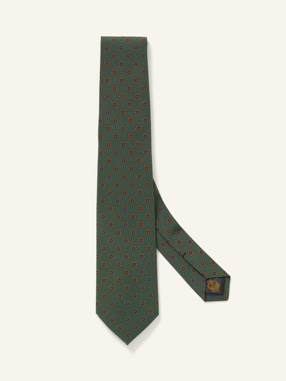 Floral Print Royal Irish Poplin Tie Olive/Yellow