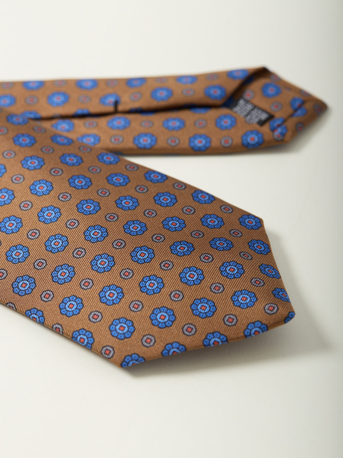 Floral Print Silk Tie Brown