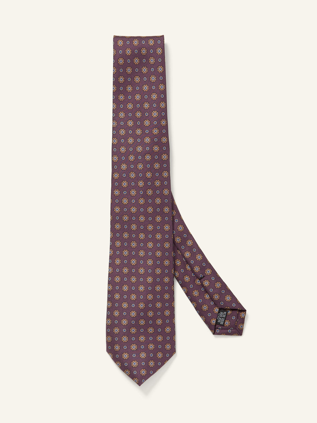 Floral Print Silk Tie Burgundy