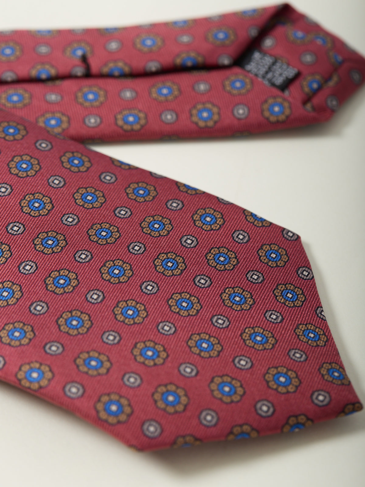 Floral Print Silk Tie Red