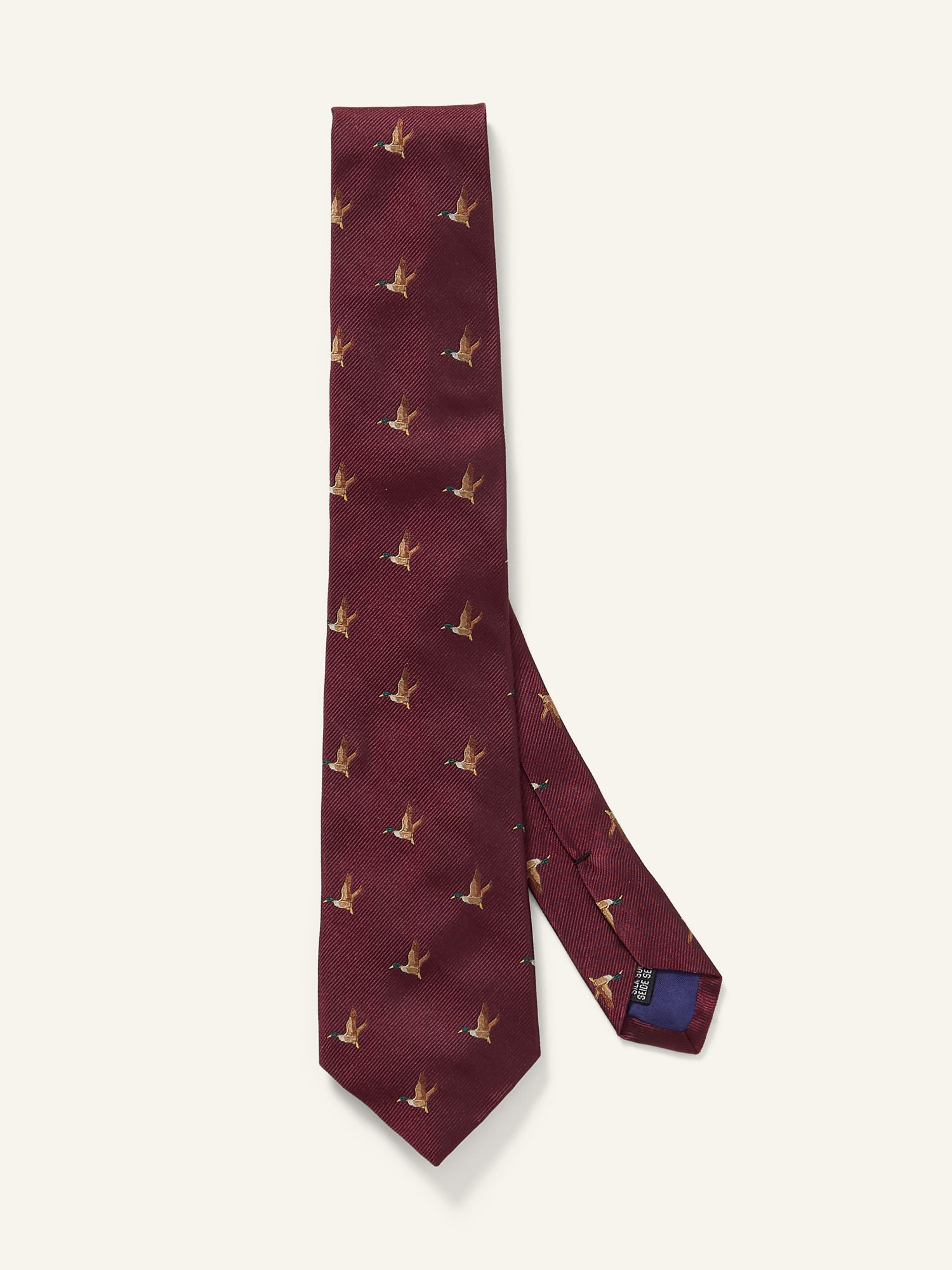 Mallard Motif Silk Tie Burgundy