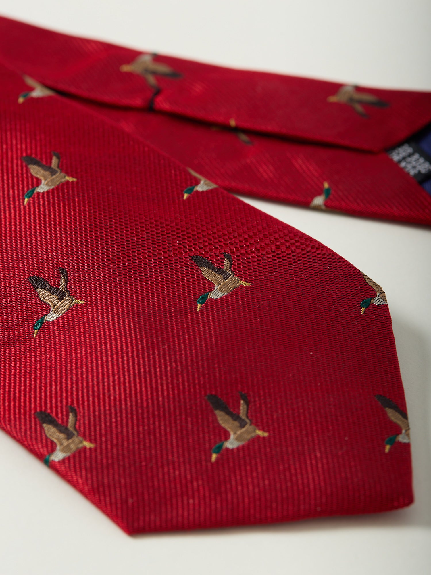 Mallard Motif Silk Tie Red