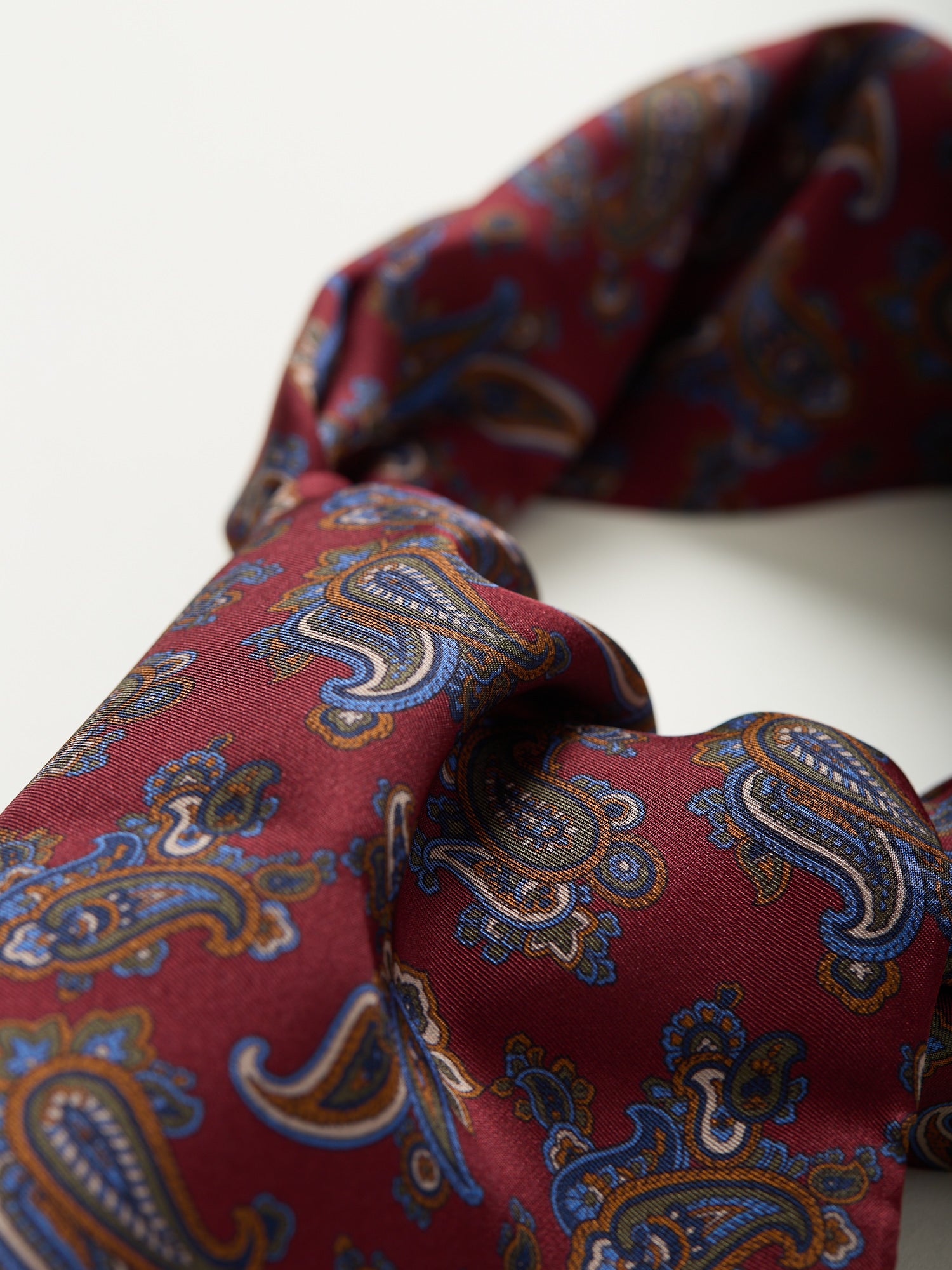 Paisley Print Silk Dress Scarf Burgundy