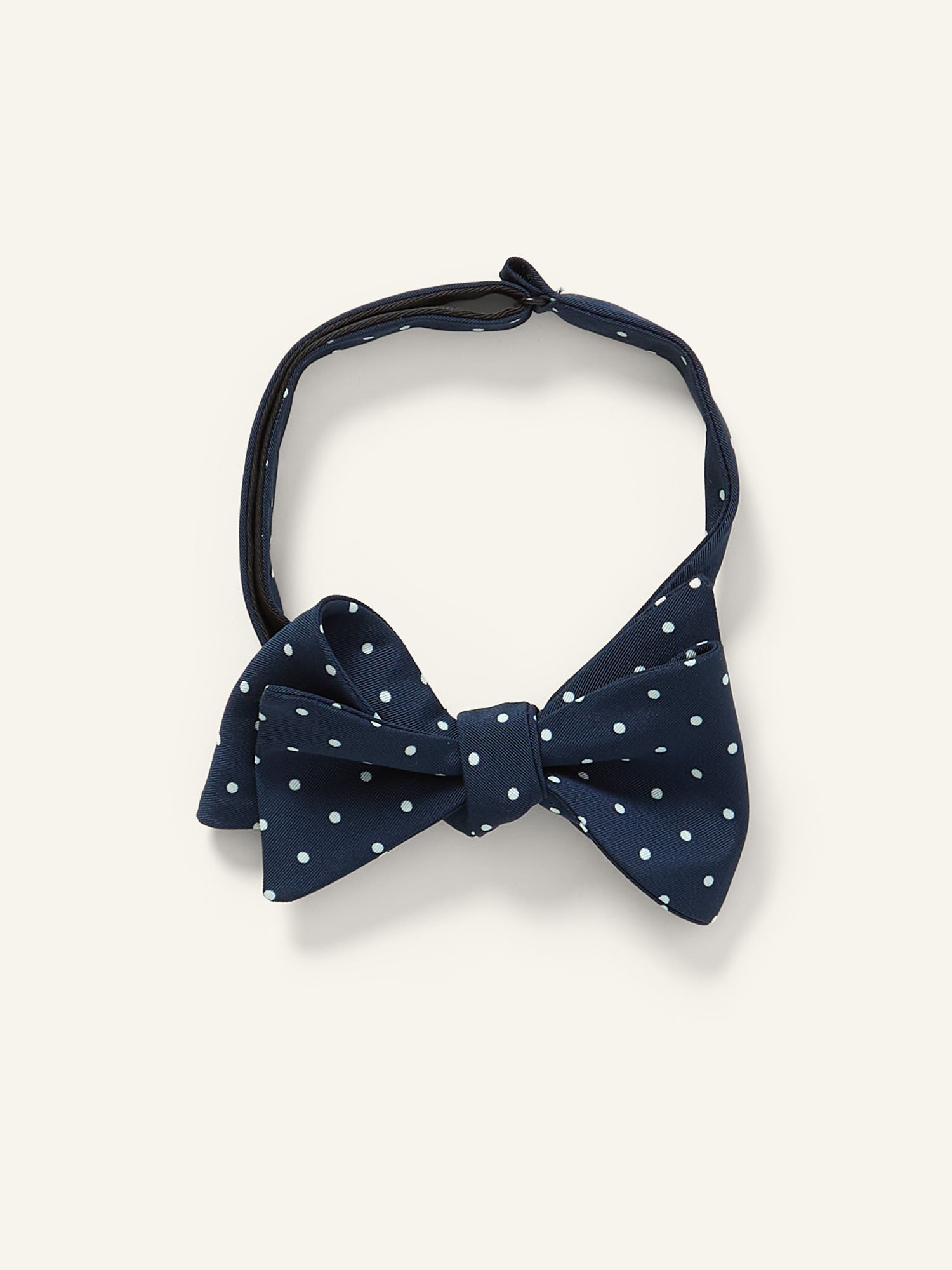 Polka Dot Print Royal Irish Poplin Bow Tie Navy