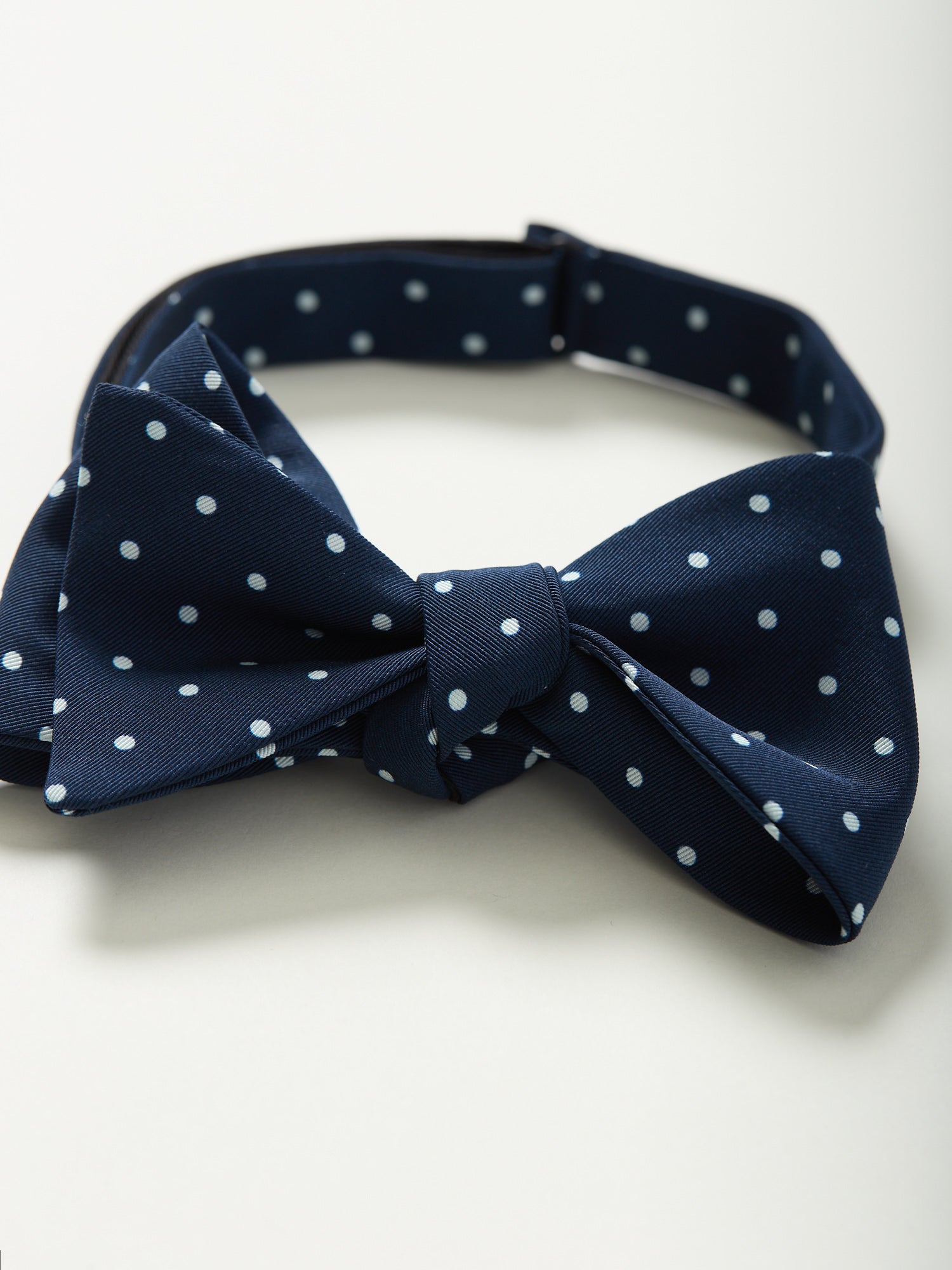 Polka Dot Print Royal Irish Poplin Bow Tie Navy