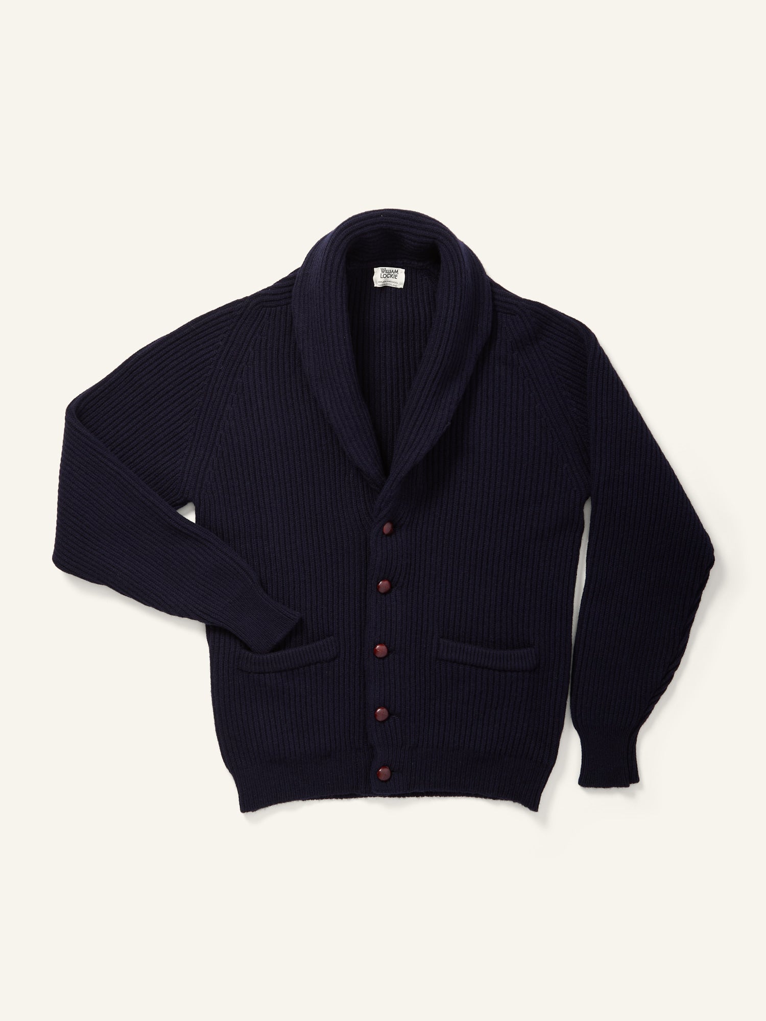 Lambswool Shawl Collar Cardigan Navy